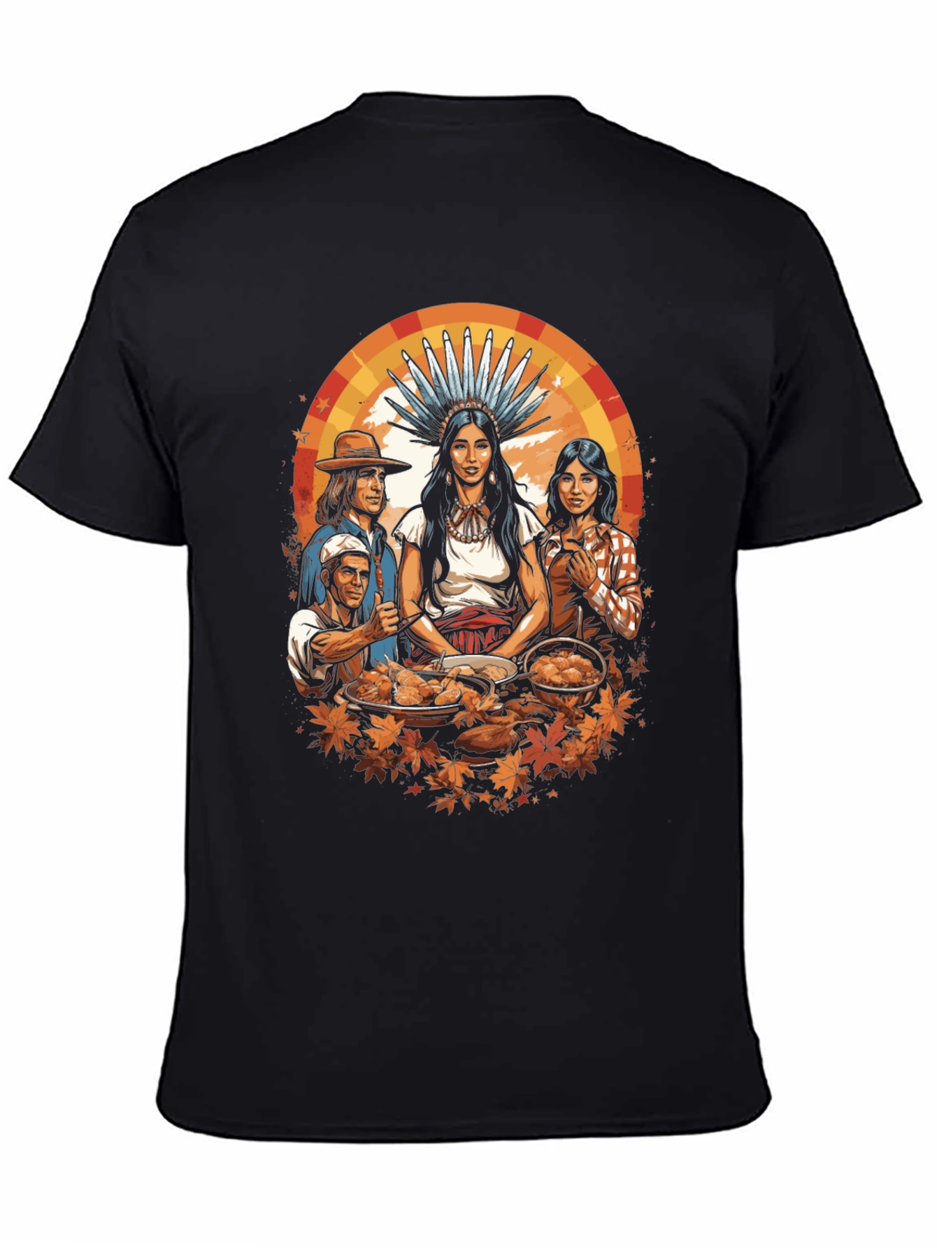 Thanksgiving T-Shirt Native American & Pilgrims Feast