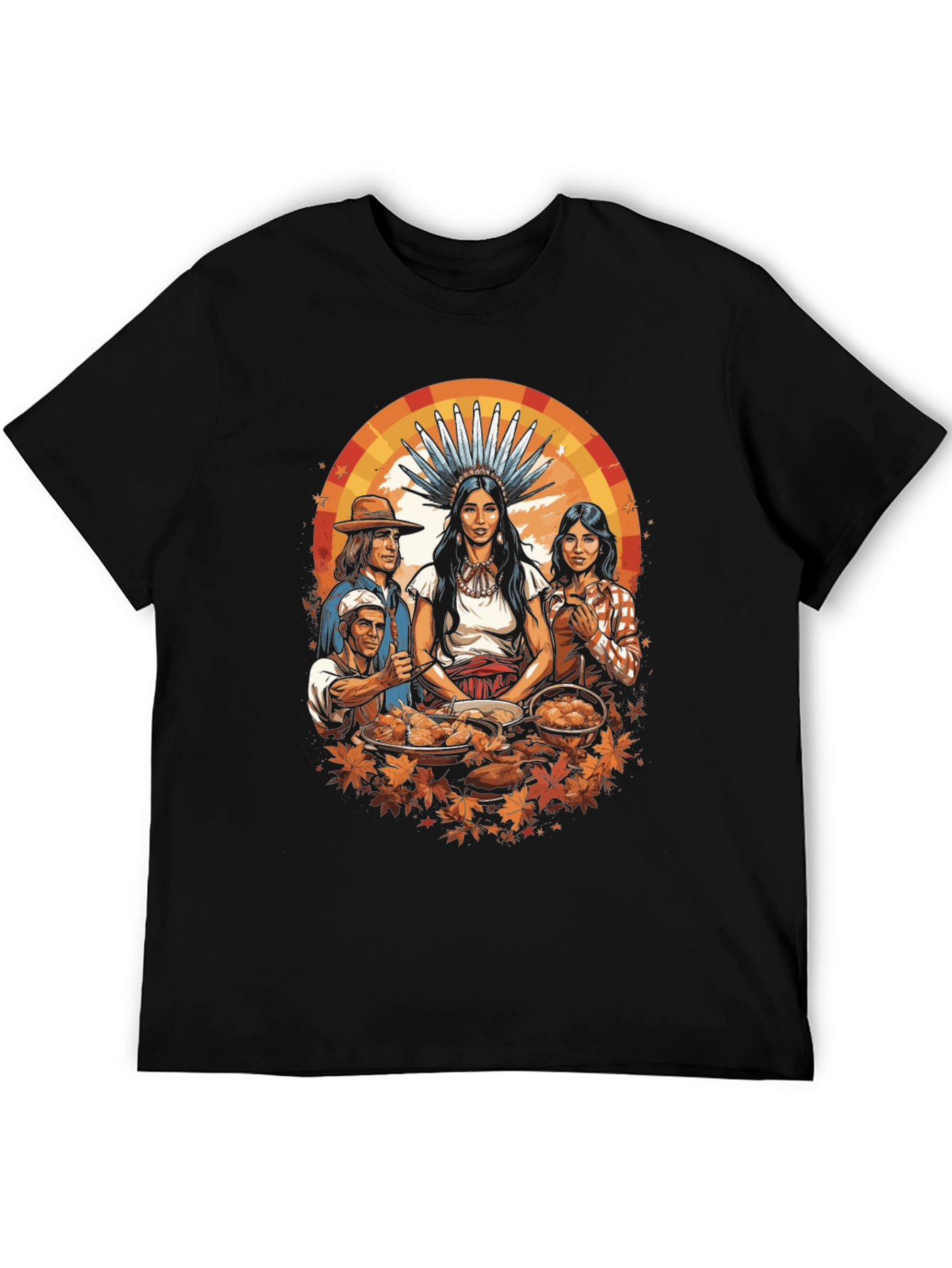 Thanksgiving T-Shirt Native American & Pilgrims Feast