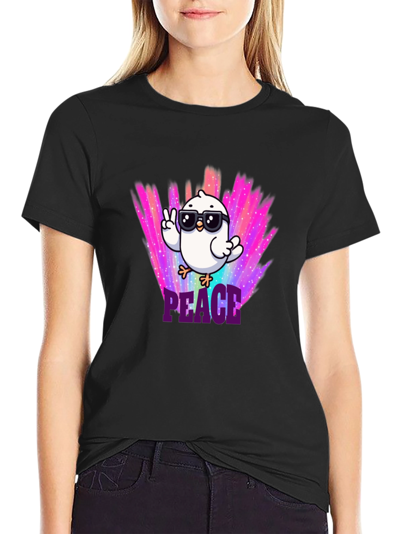 Peace Chick T-Shirt - Cool Bird Design