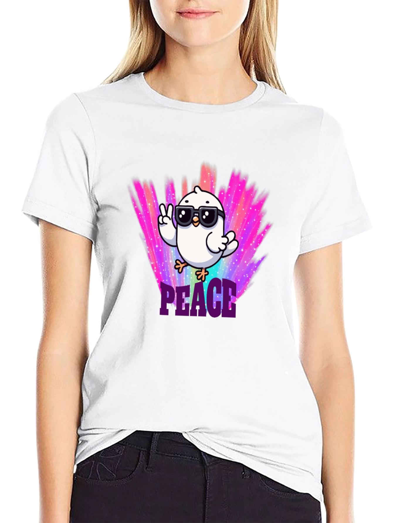 Peace Chick T-Shirt - Cool Bird Design