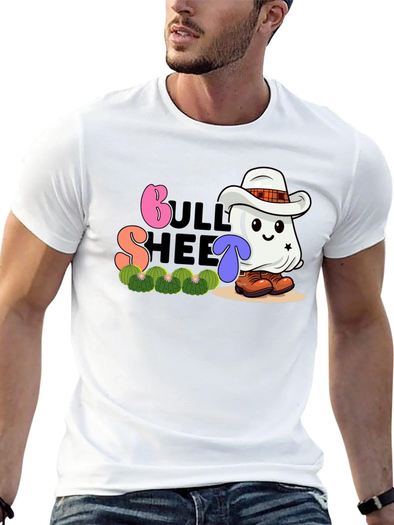 Bull Sheet Ghost Cowboy Graphic T-Shirt