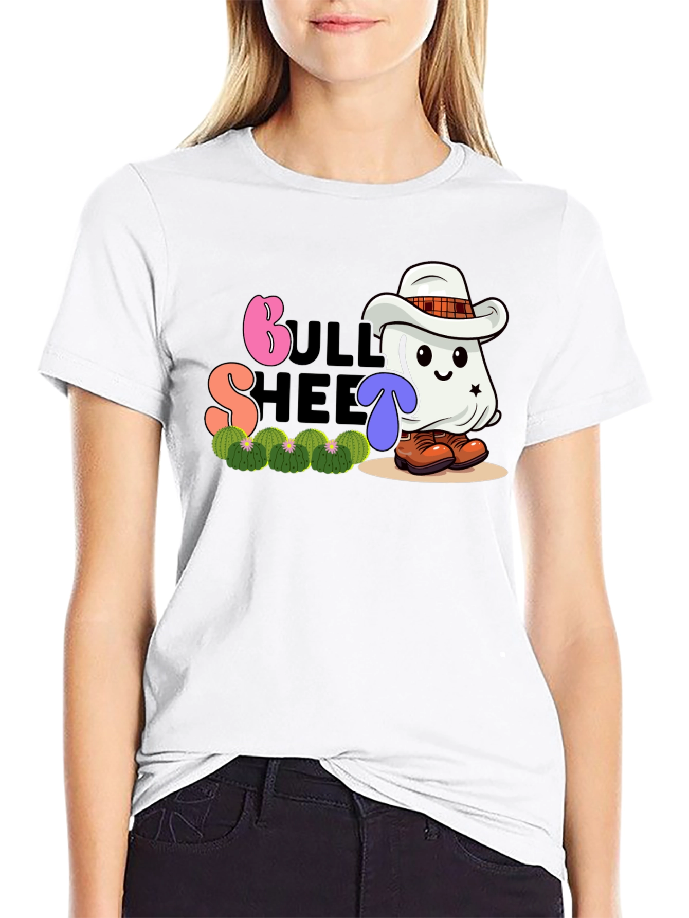 Bull Sheet Ghost Cowboy Graphic T-Shirt