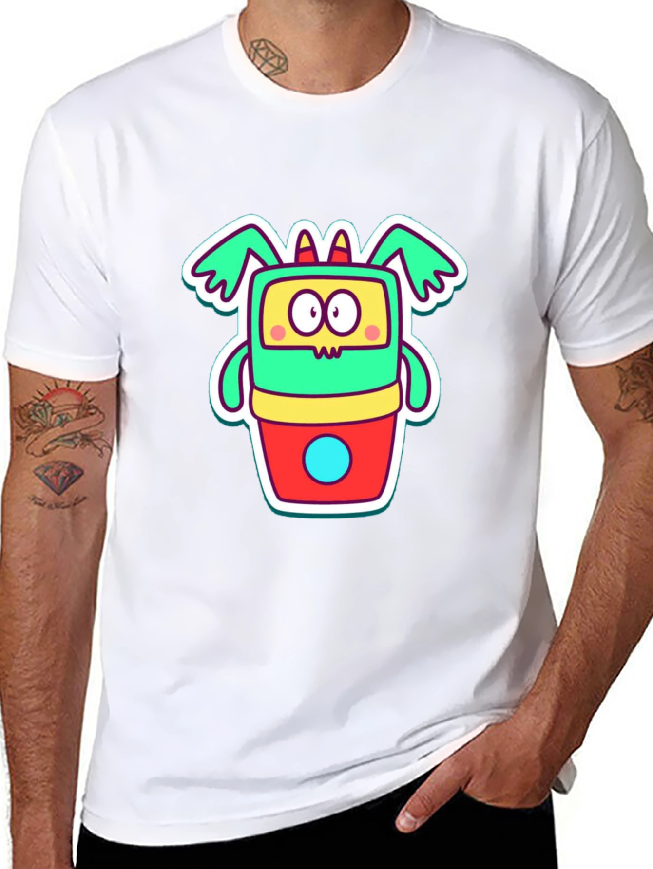 Cartoon Monster Graphic Tee - Funky Black T-Shirt