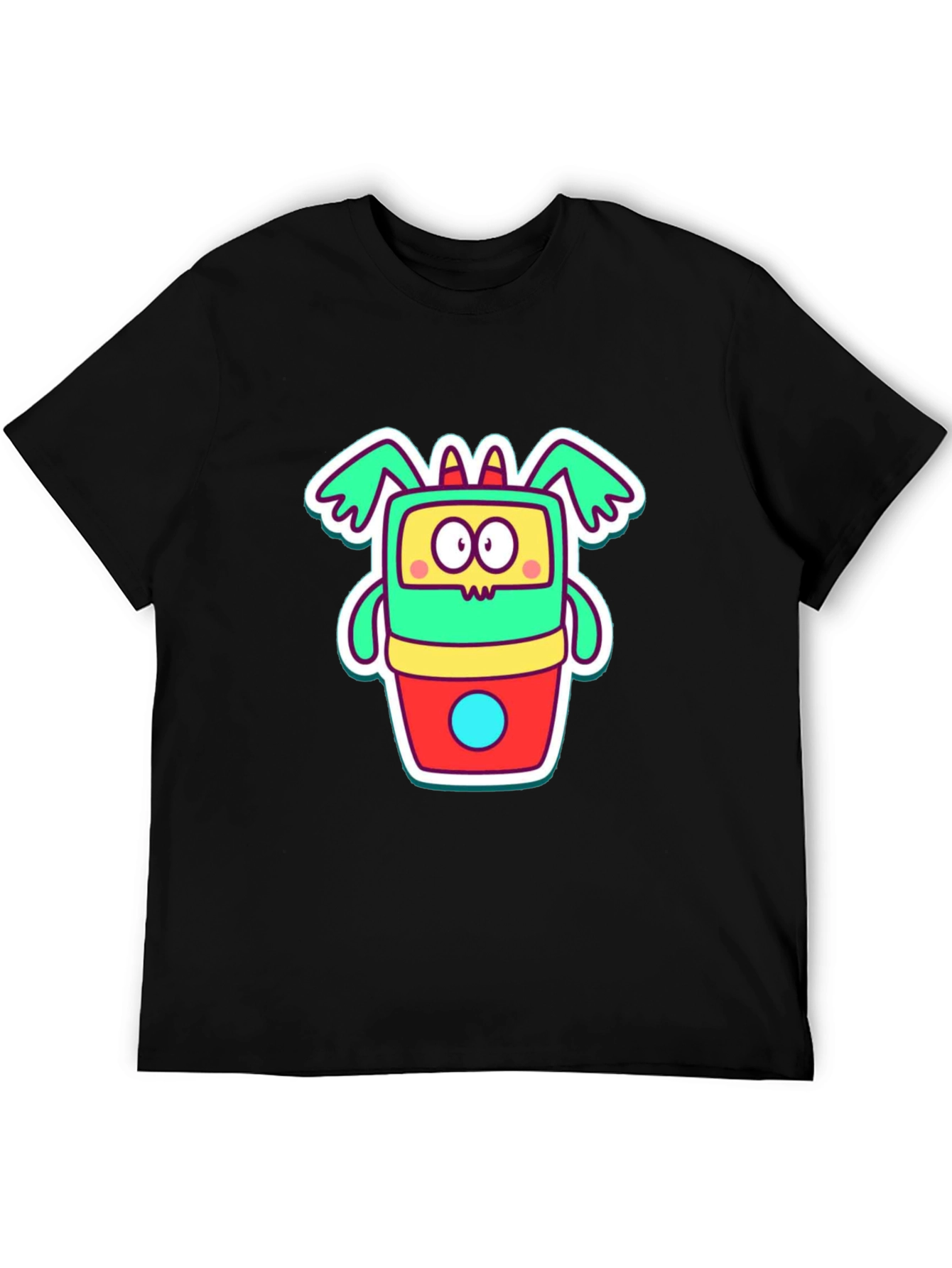 Cartoon Monster Graphic Tee - Funky Black T-Shirt