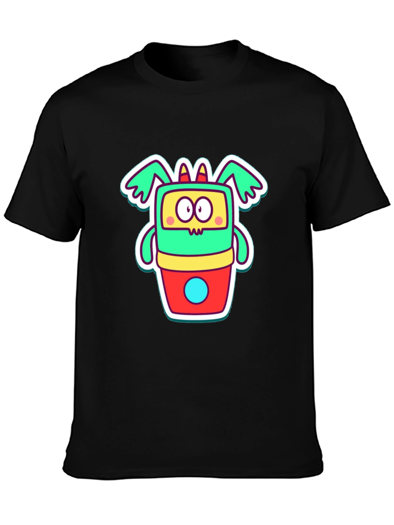 Cartoon Monster Graphic Tee - Funky Black T-Shirt