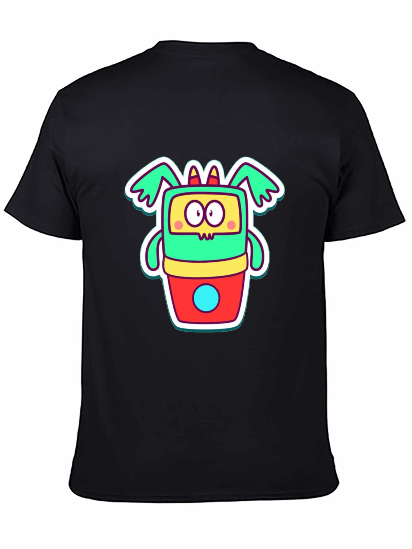 Cartoon Monster Graphic Tee - Funky Black T-Shirt
