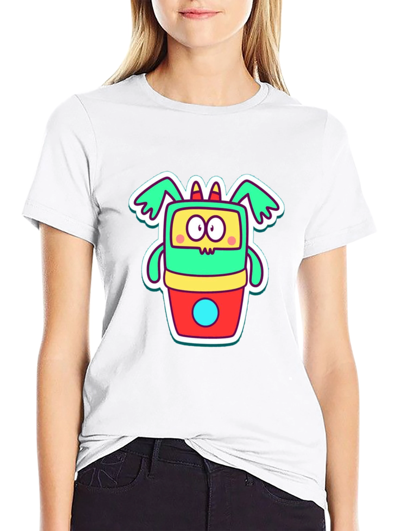 Cartoon Monster Graphic Tee - Funky Black T-Shirt