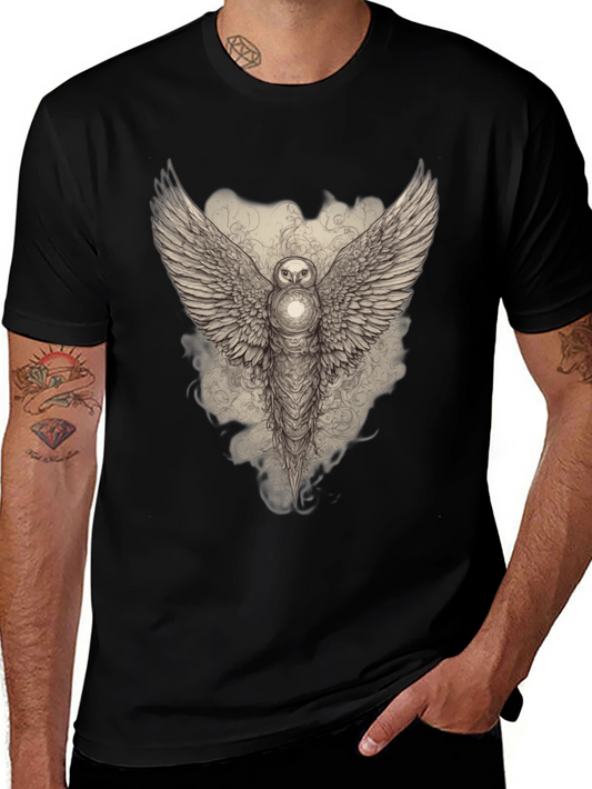 Mystic Owl Wings Graphic Tee - Black