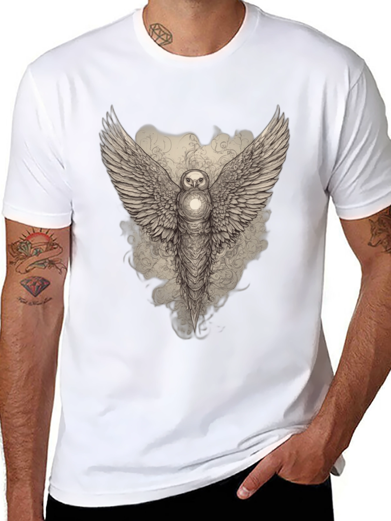 Mystic Owl Wings Graphic Tee - Black