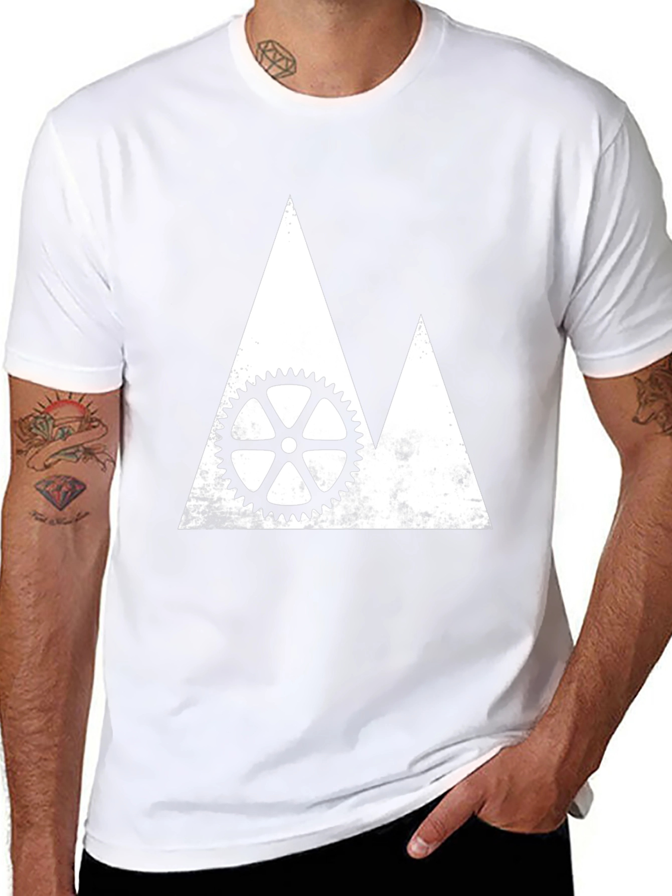 Mountain Bike Gear Graphic Tee - Black Cotton Shirt