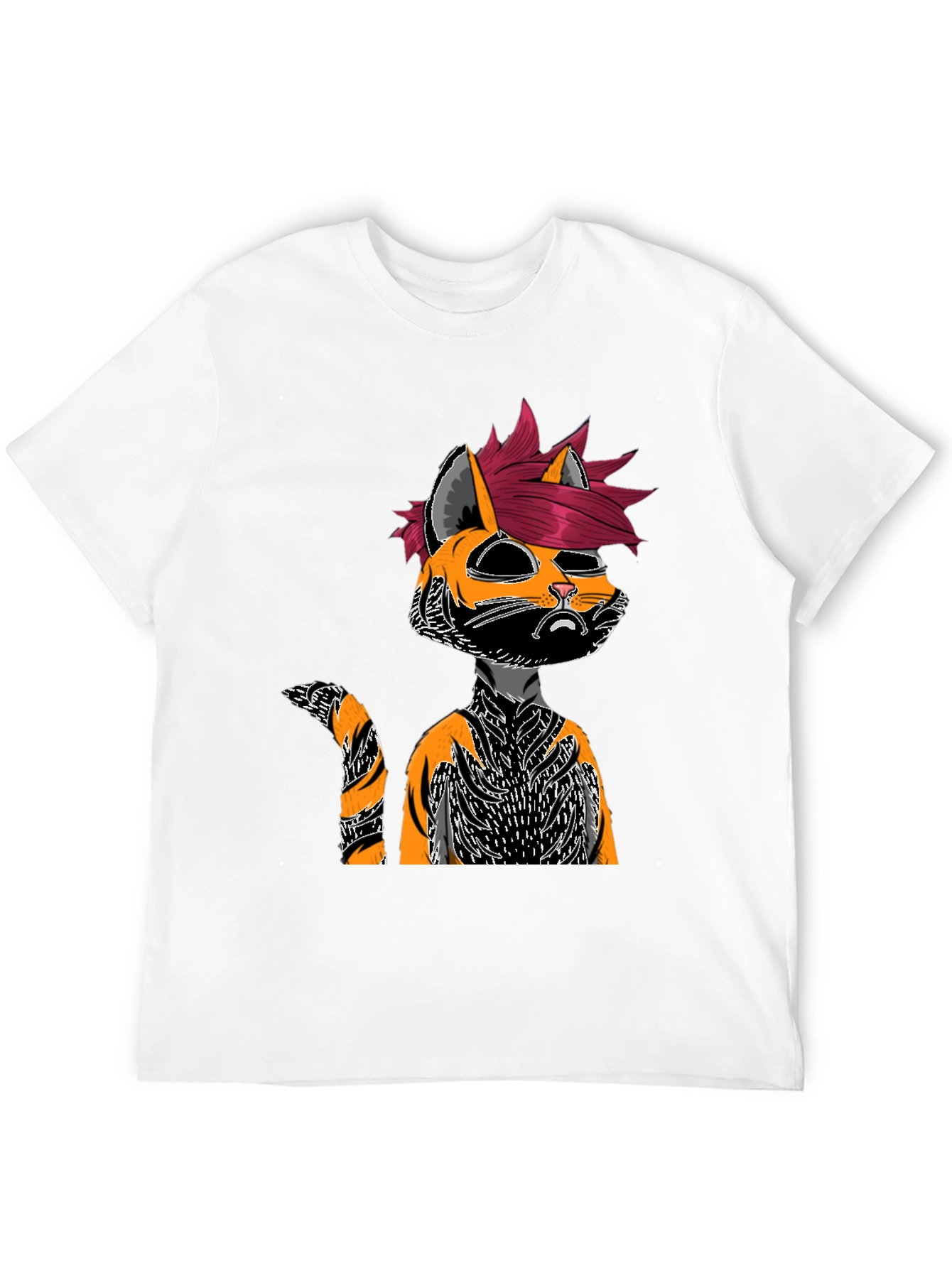 Edgy Cat Graphic Tee - Black Cotton Shirt