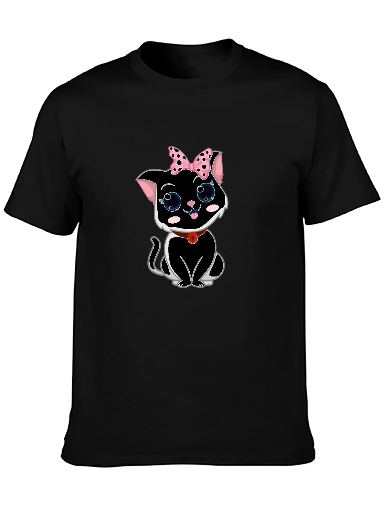 Cute Cat T-Shirt -  Pink Bow & Big Eyes