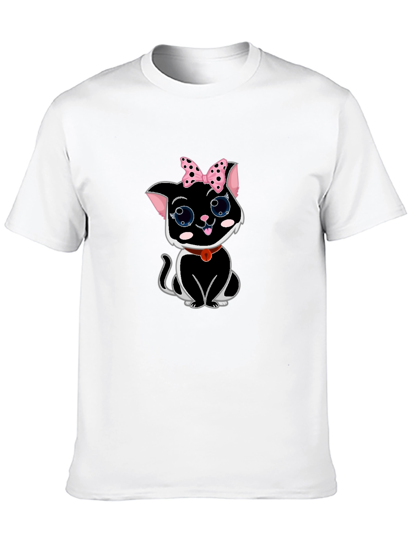 Cute Cat T-Shirt -  Pink Bow & Big Eyes