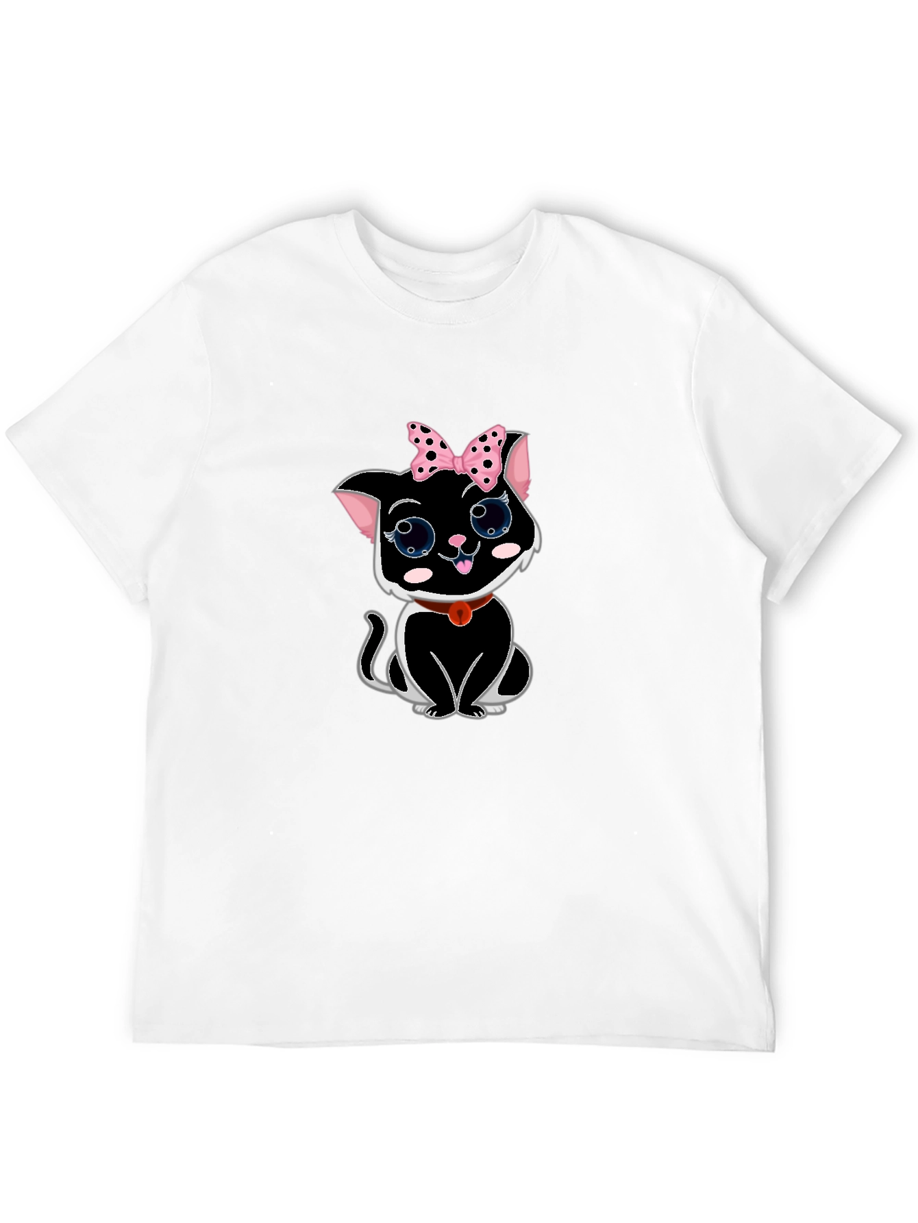 Cute Cat T-Shirt -  Pink Bow & Big Eyes