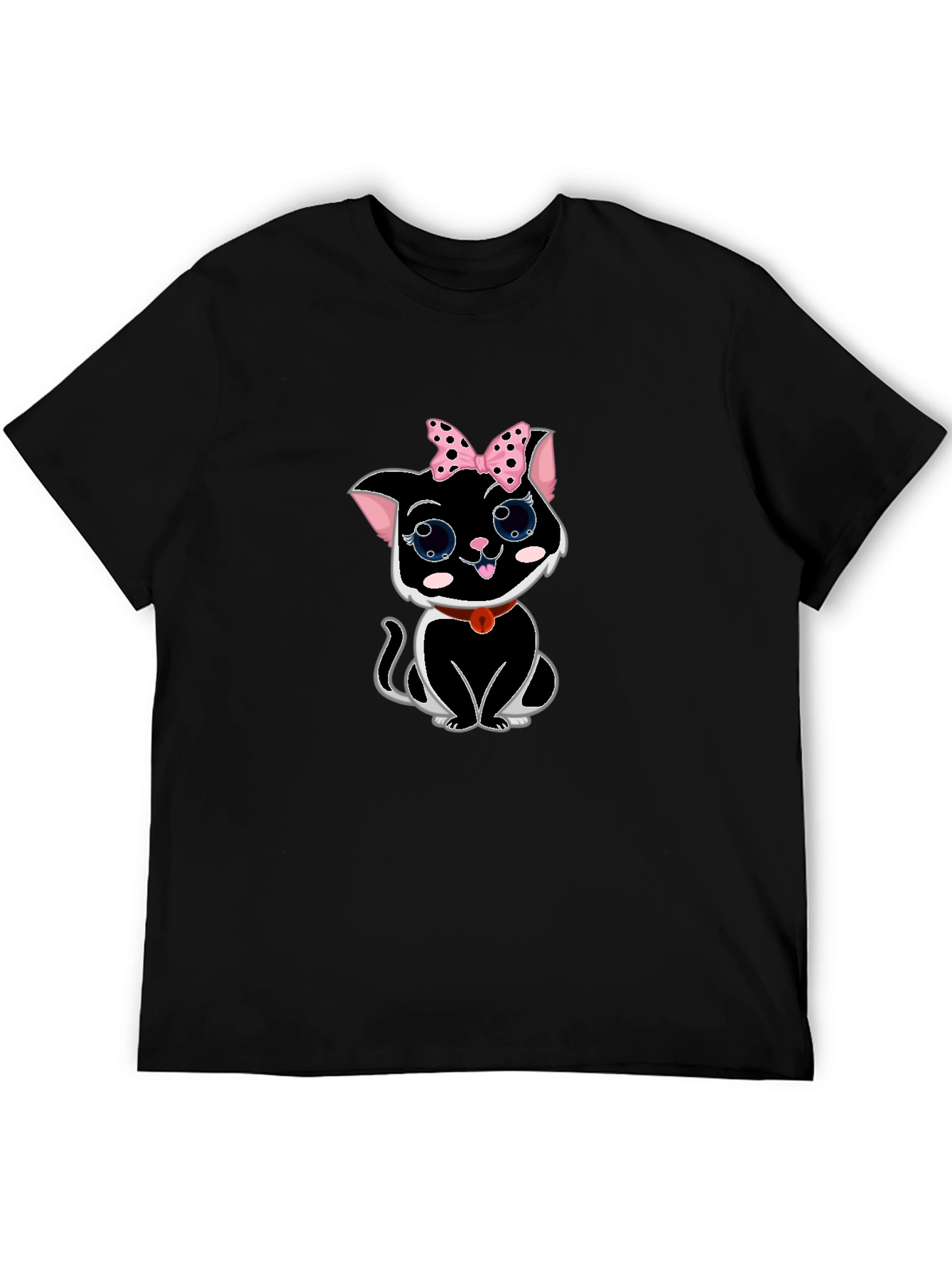 Cute Cat T-Shirt -  Pink Bow & Big Eyes