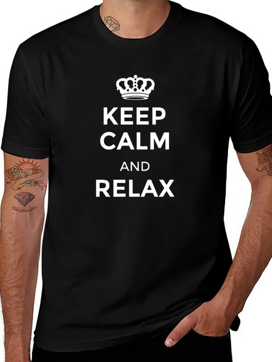 Keep Calm & Relax Graphic Tee - Casual Black T-Shirt