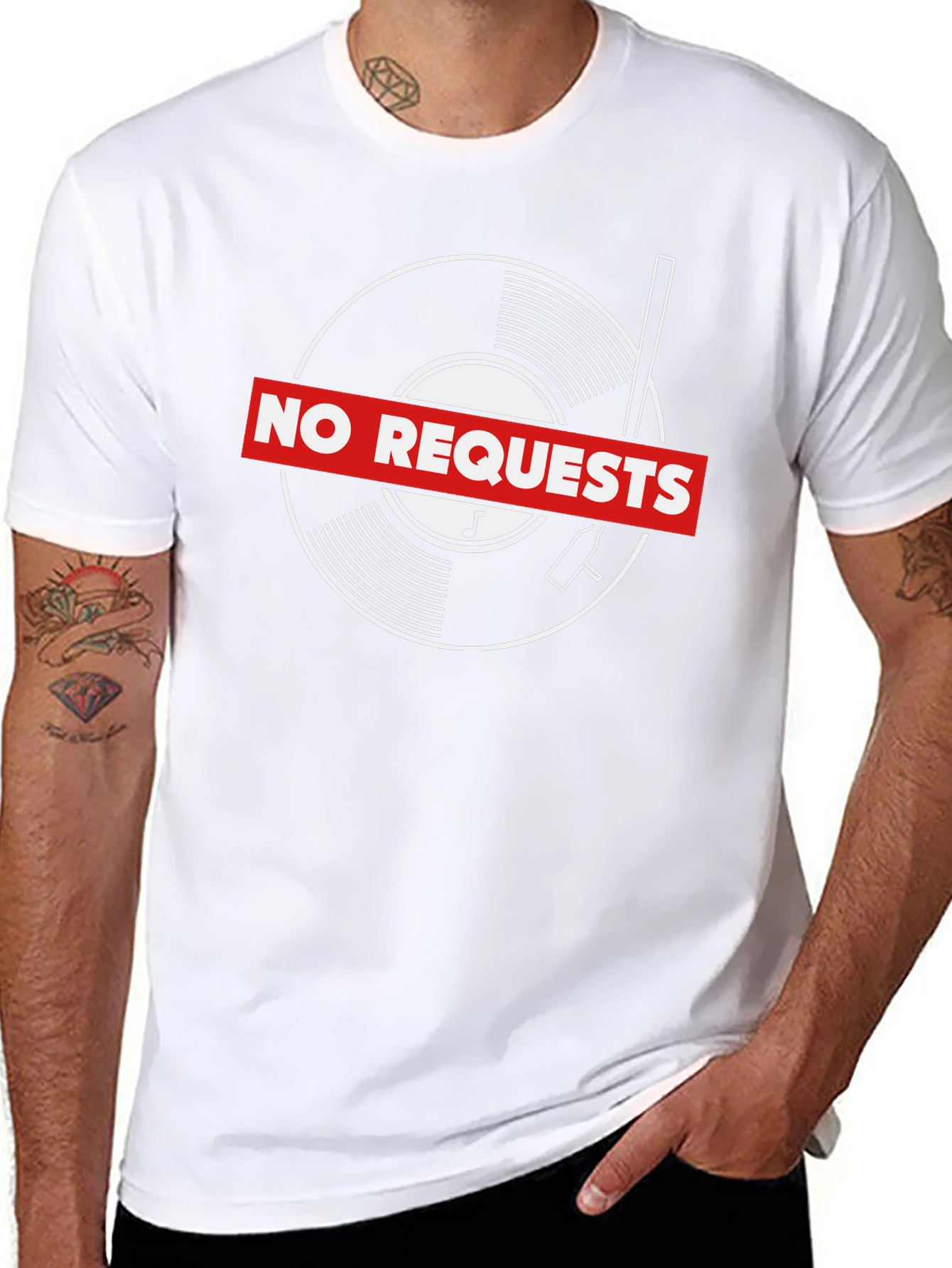 No Requests Vinyl Record Graphic T-Shirt