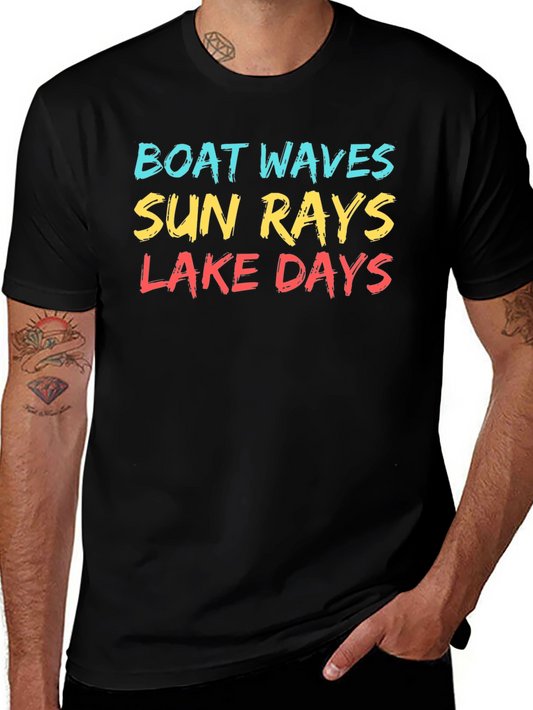 Boat Waves Sun Rays Lake Days T-Shirt