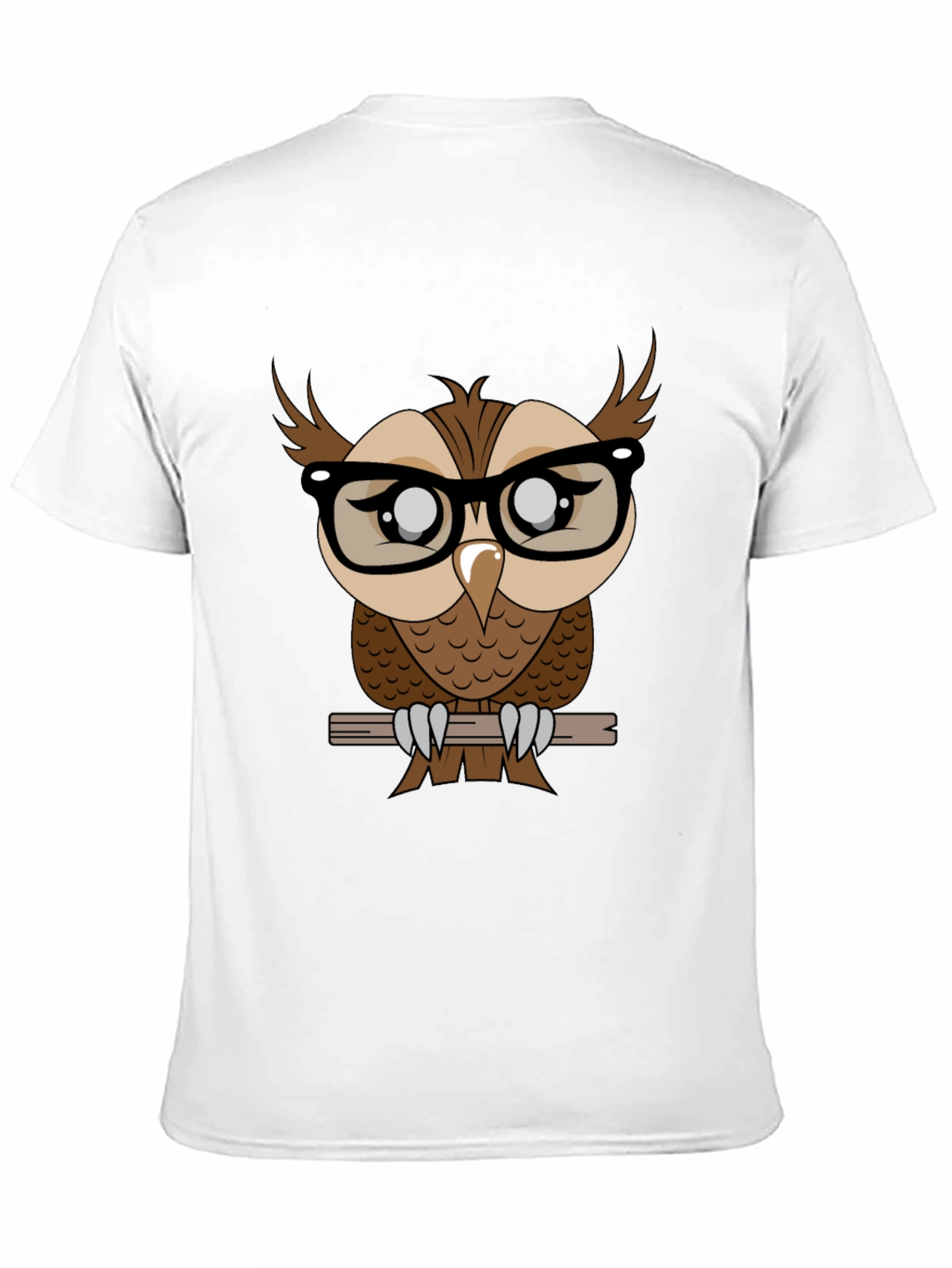 Owl with Glasses Graphic Tee - Black Cotton T-Shirt