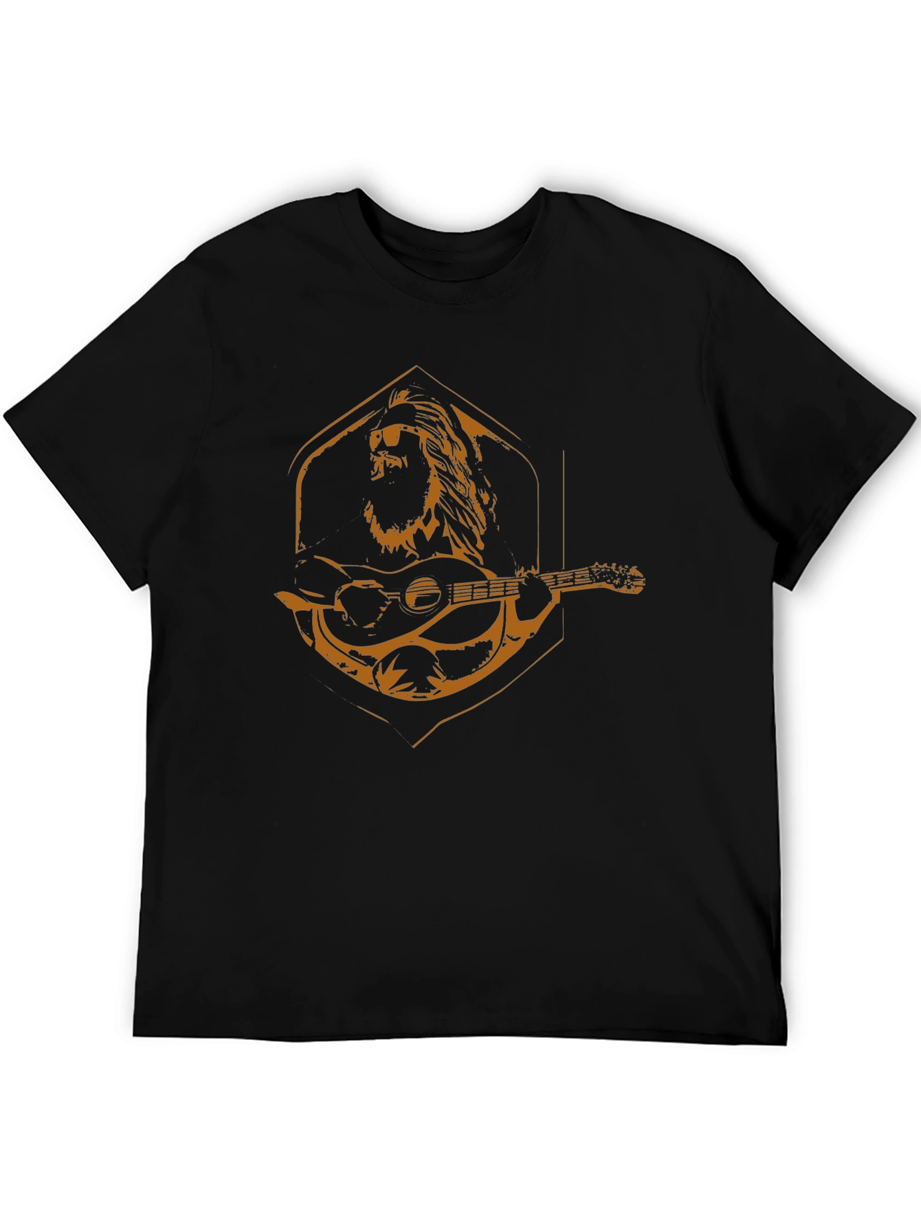 Lion Guitar Graphic Tee - Mens Black T-Shirt