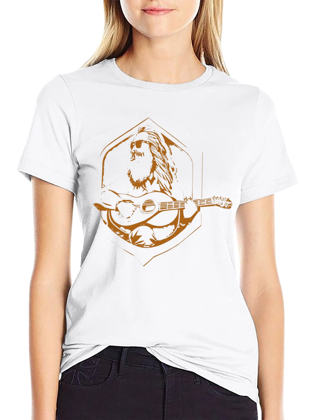 Lion Guitar Graphic Tee - Mens Black T-Shirt