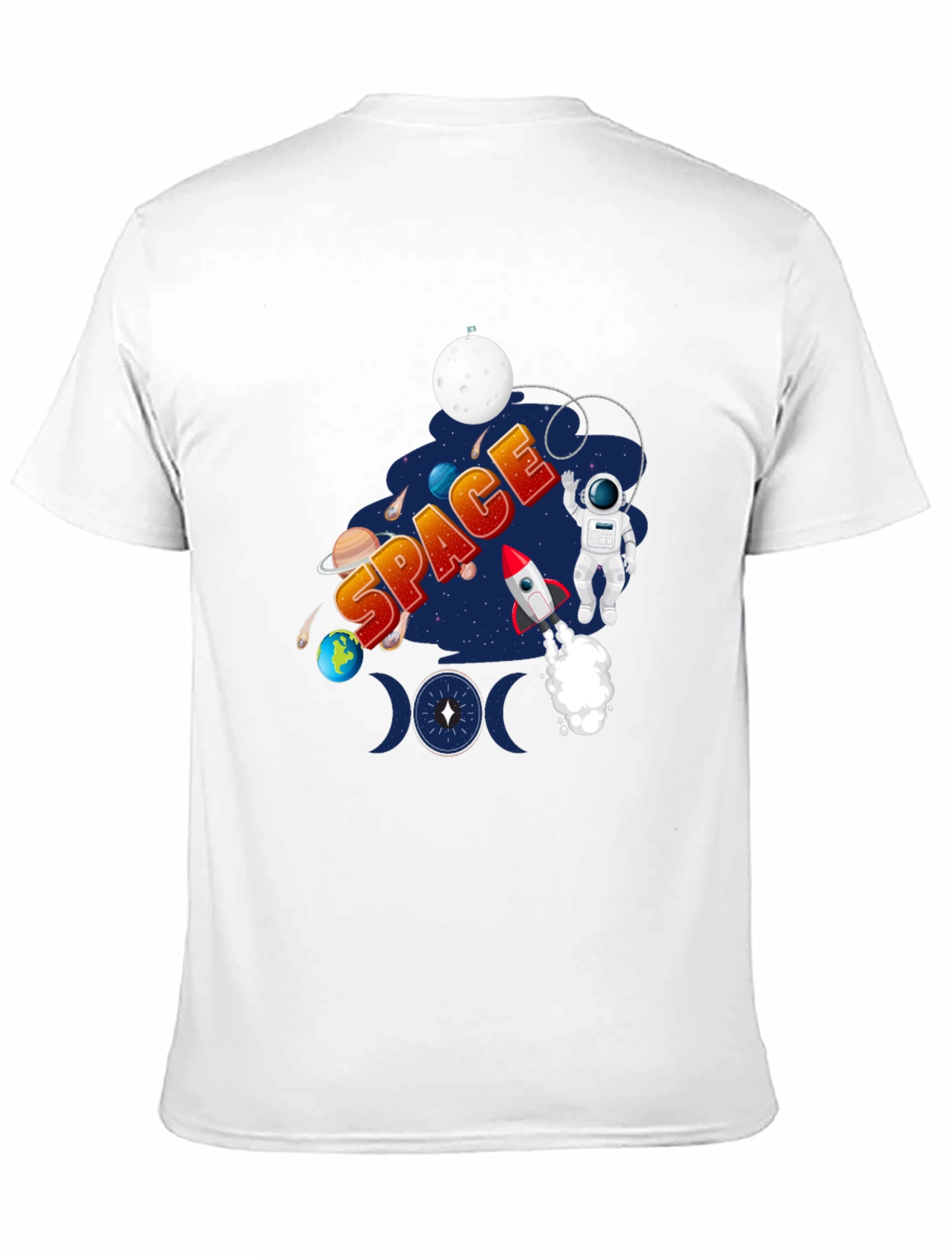 Space Design Black T-Shirt
