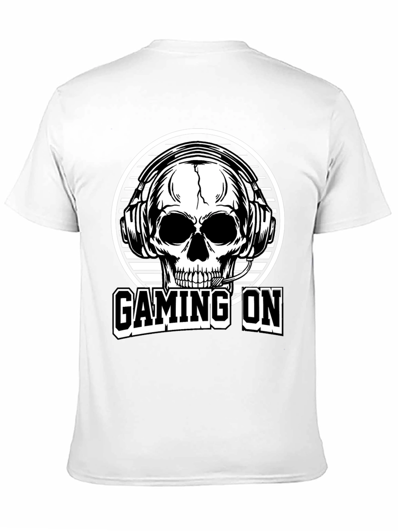 Gaming On Skull Graphic Tee - Black Cotton T-Shirt