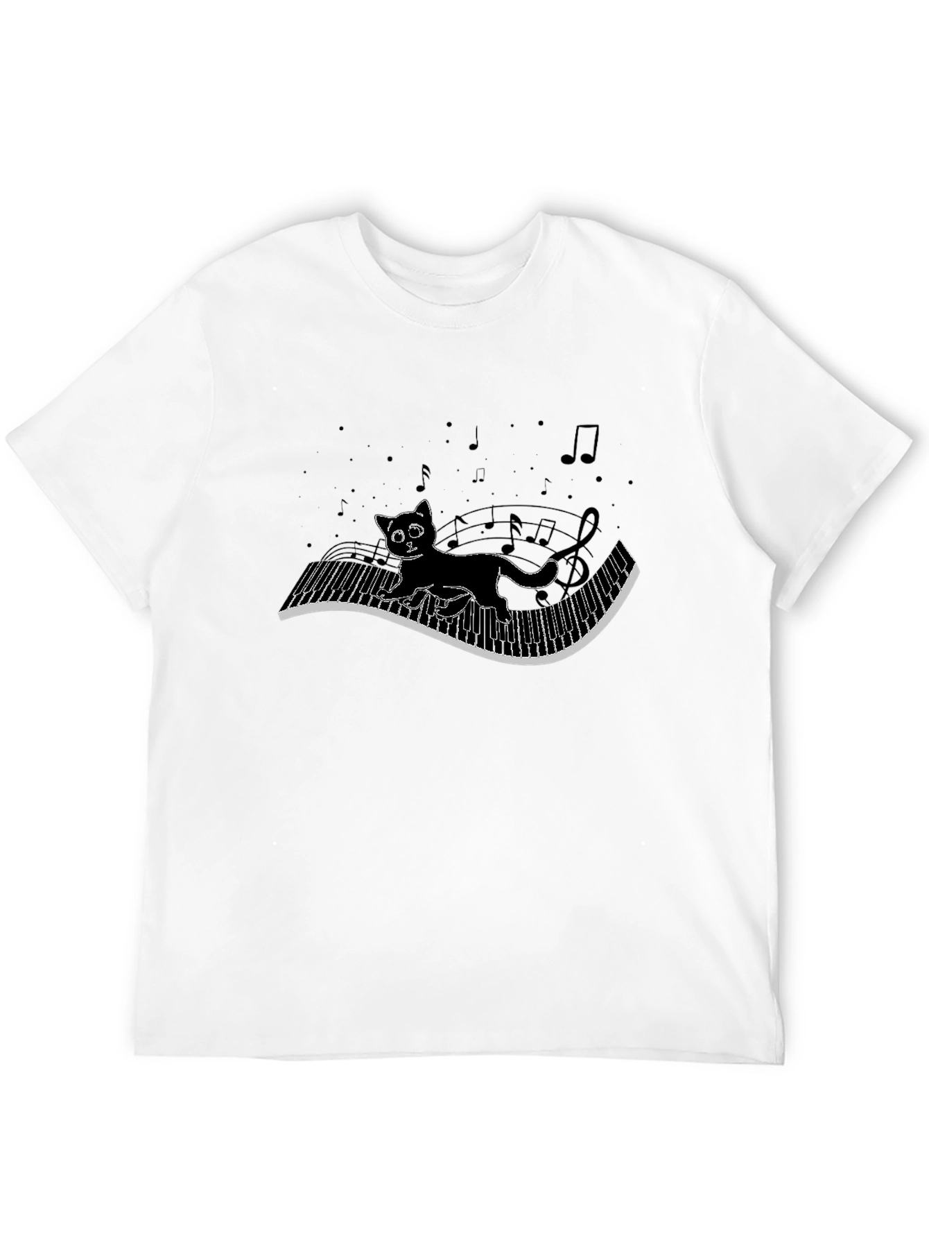 Cat on Piano Keys T-Shirt - Musical Kitten Tee