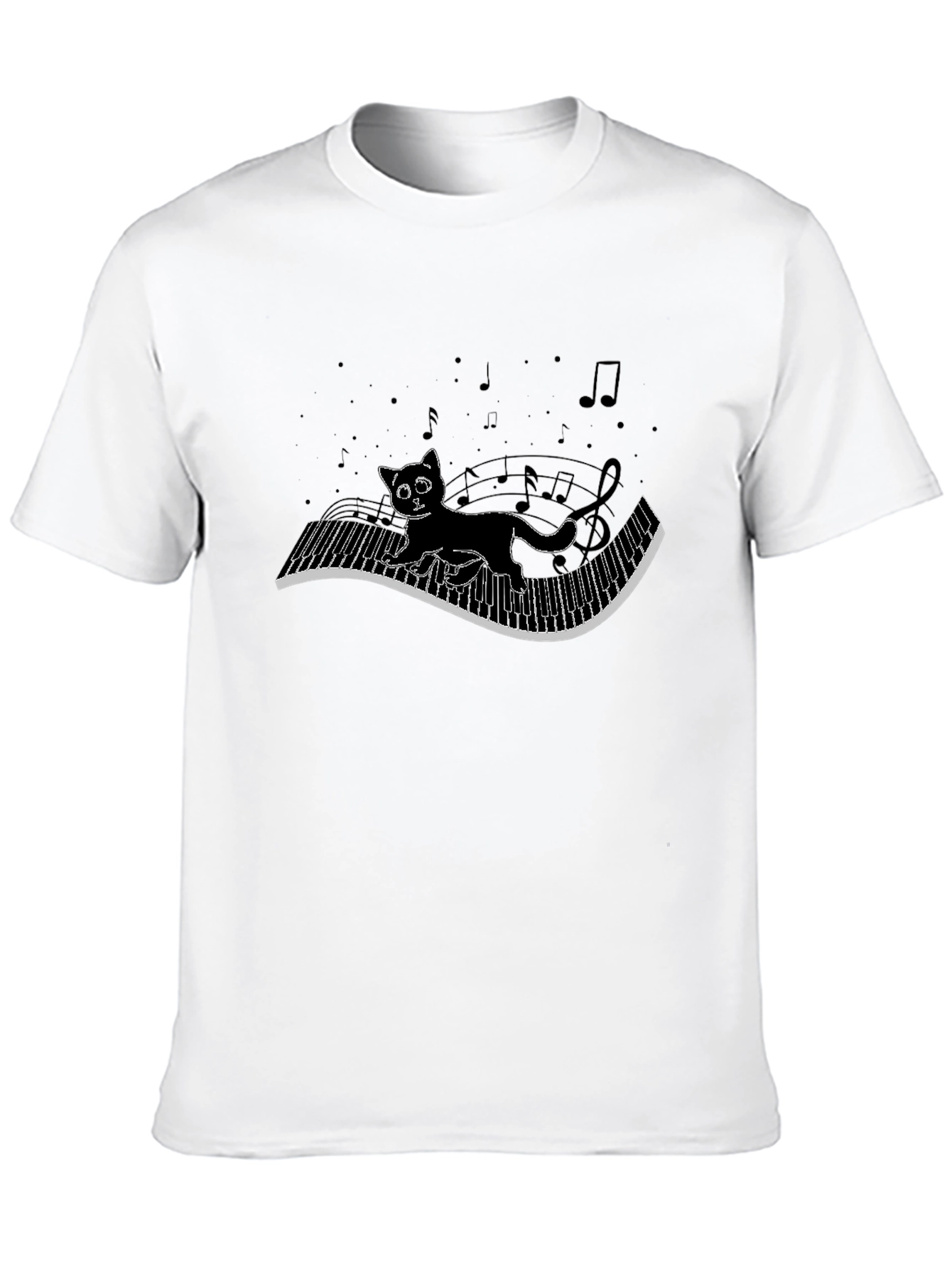 Cat on Piano Keys T-Shirt - Musical Kitten Tee