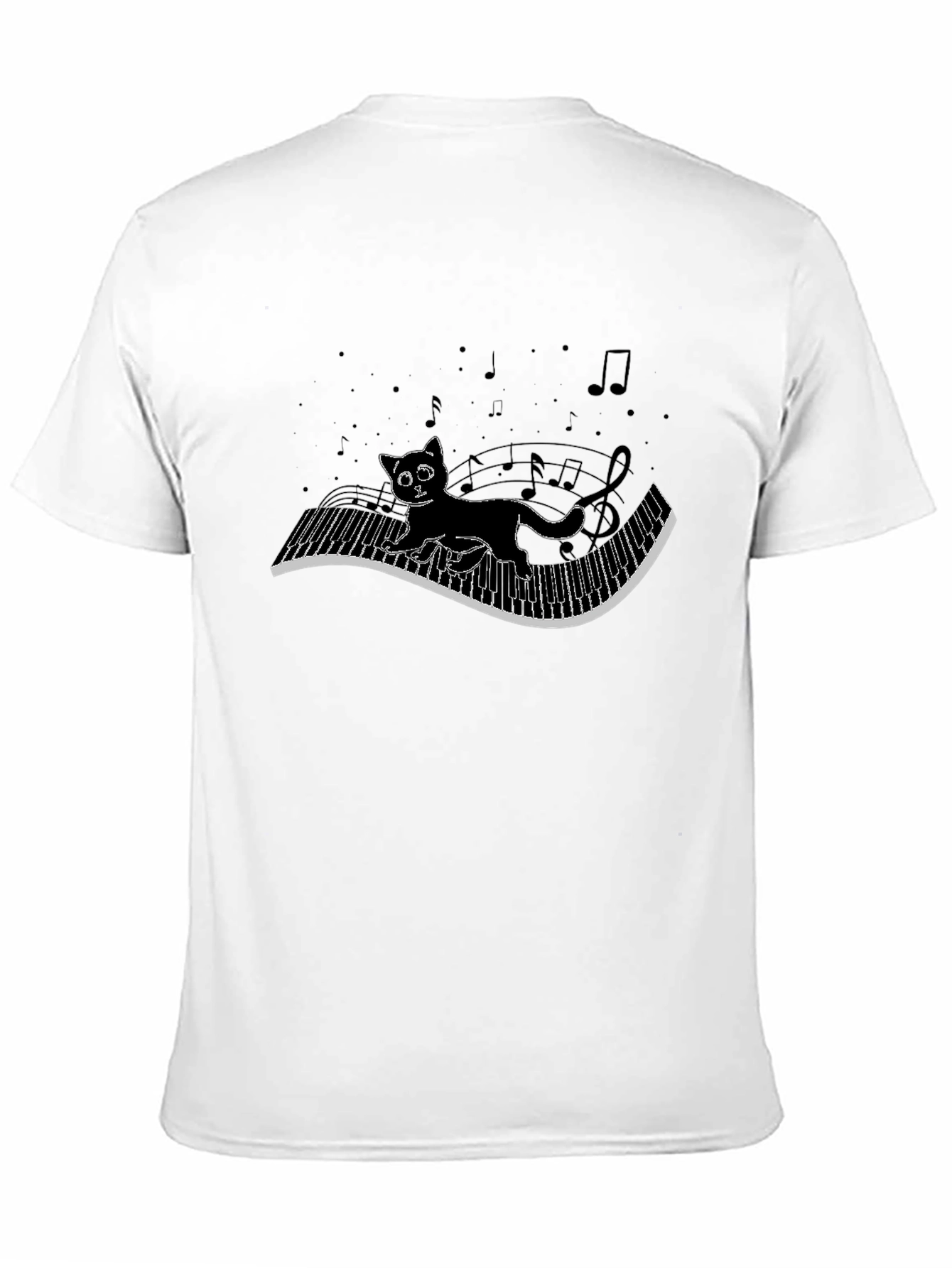 Cat on Piano Keys T-Shirt - Musical Kitten Tee