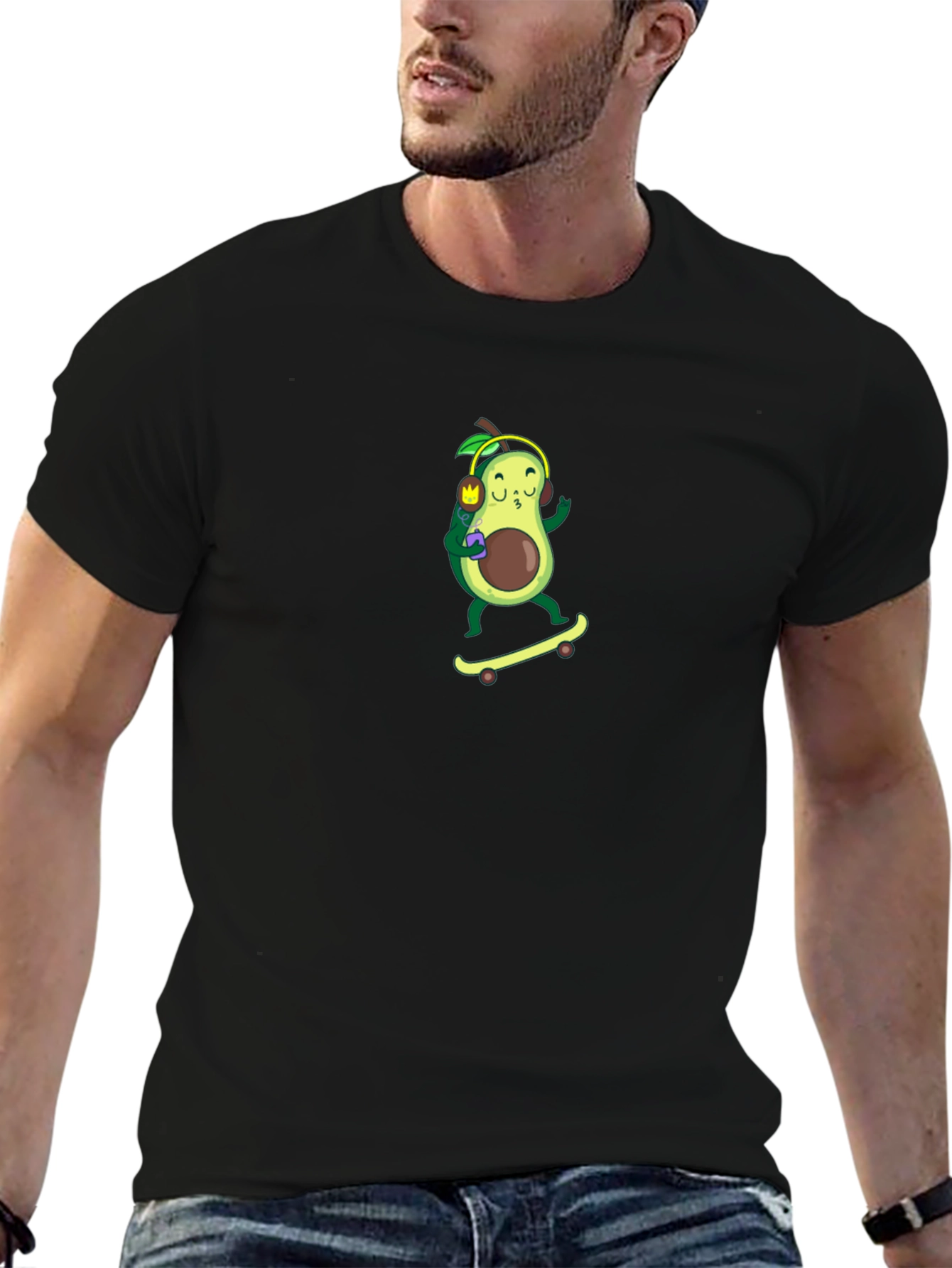 Avocado Skateboarder Graphic T-Shirt - Cool & Unique