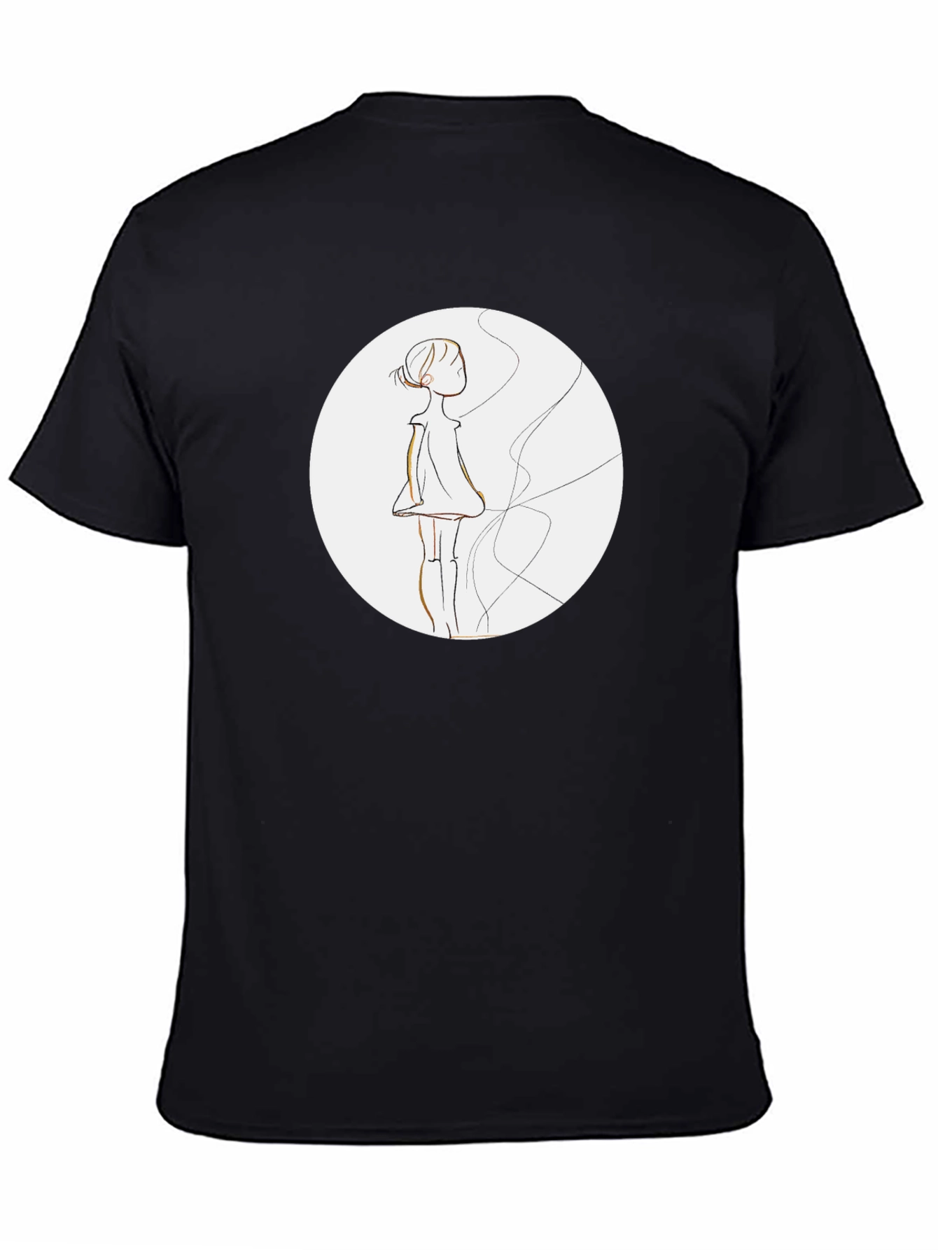 Black Graphic Tee - Abstract Girl Design
