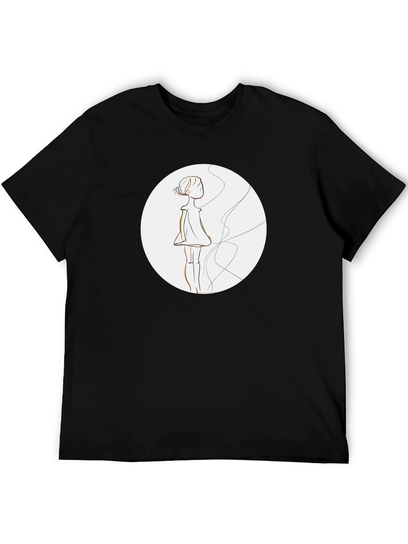 Black Graphic Tee - Abstract Girl Design