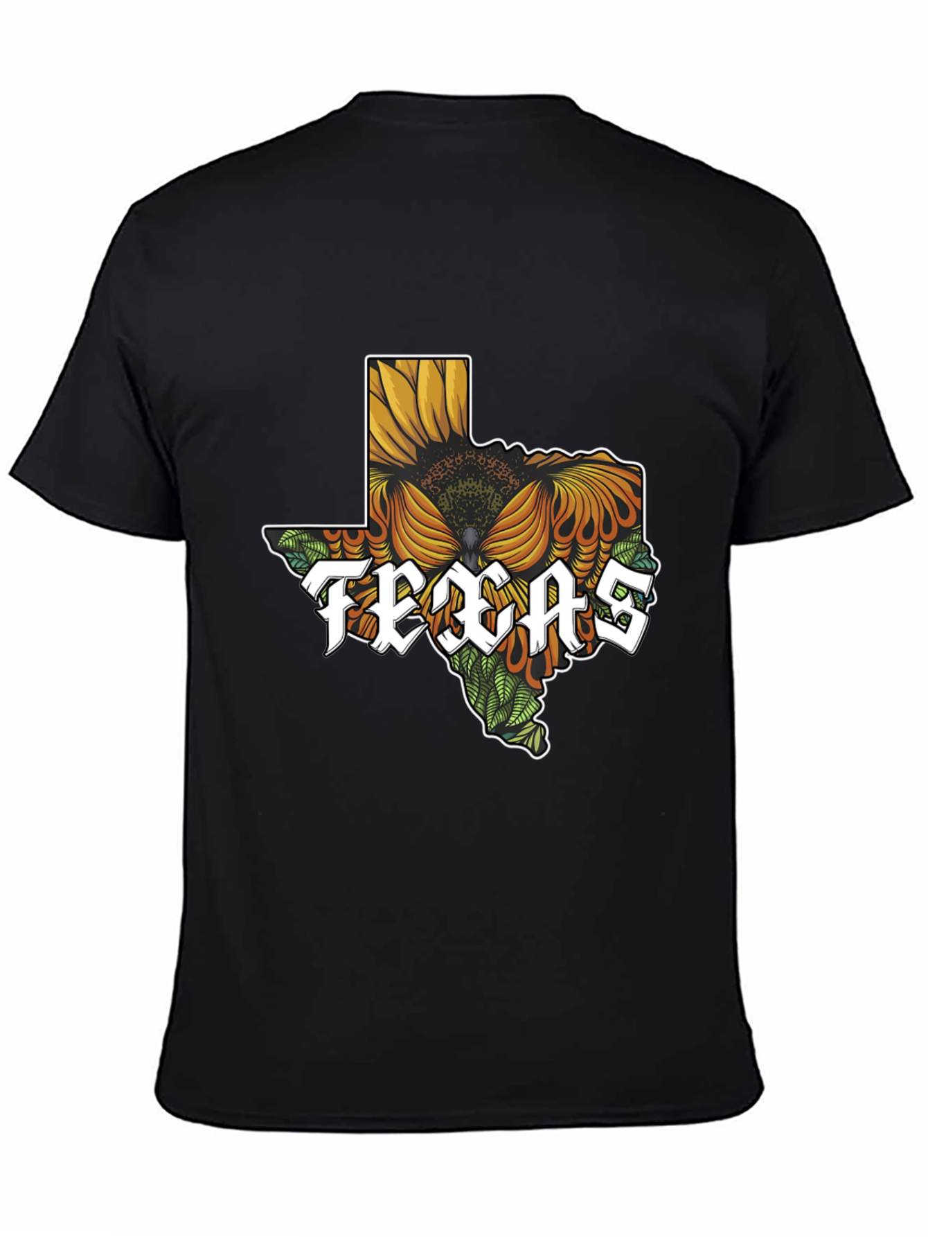 Texas Sunflower Graphic T-Shirt - Black Cotton Tee