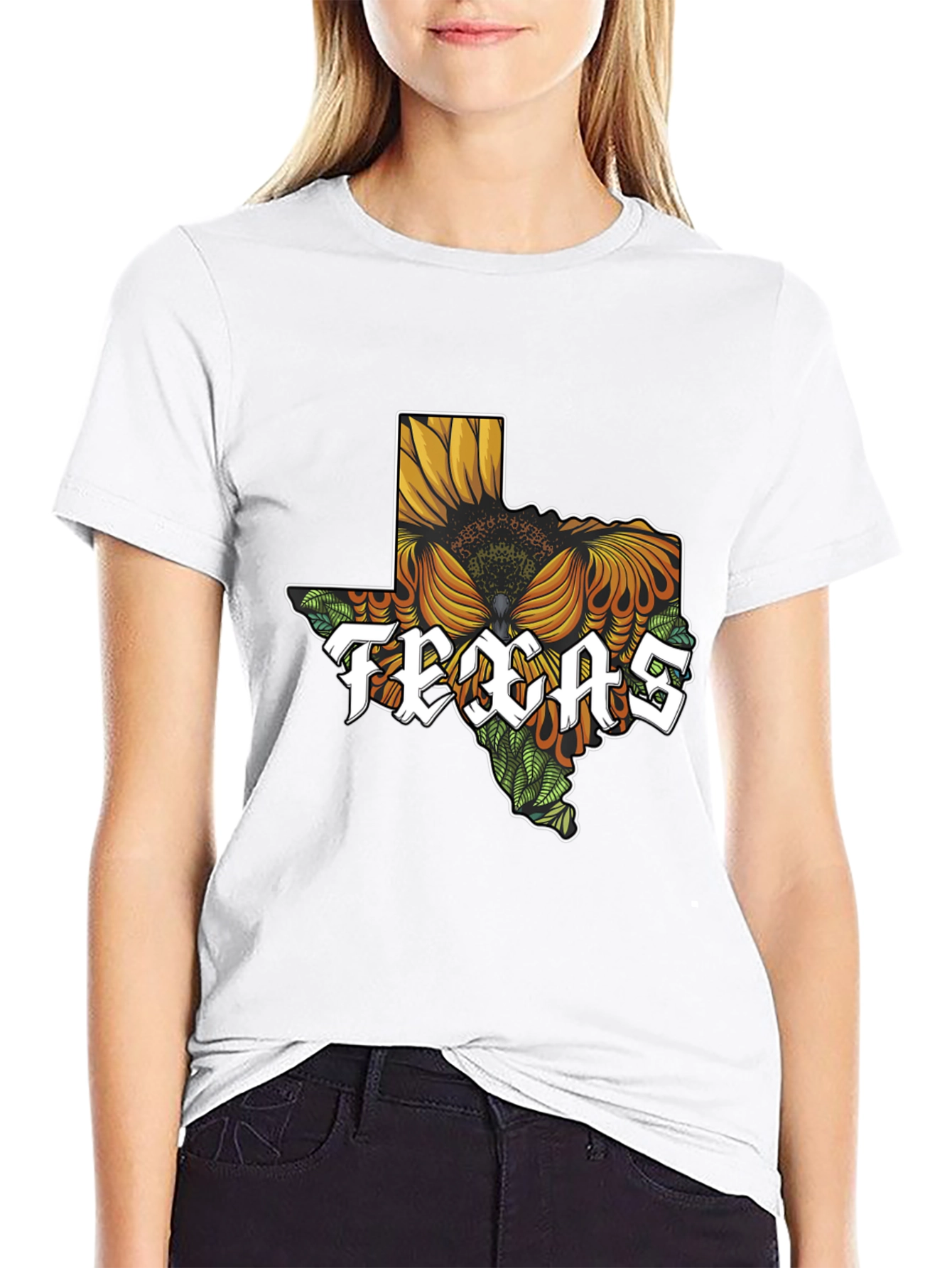 Texas Sunflower Graphic T-Shirt - Black Cotton Tee