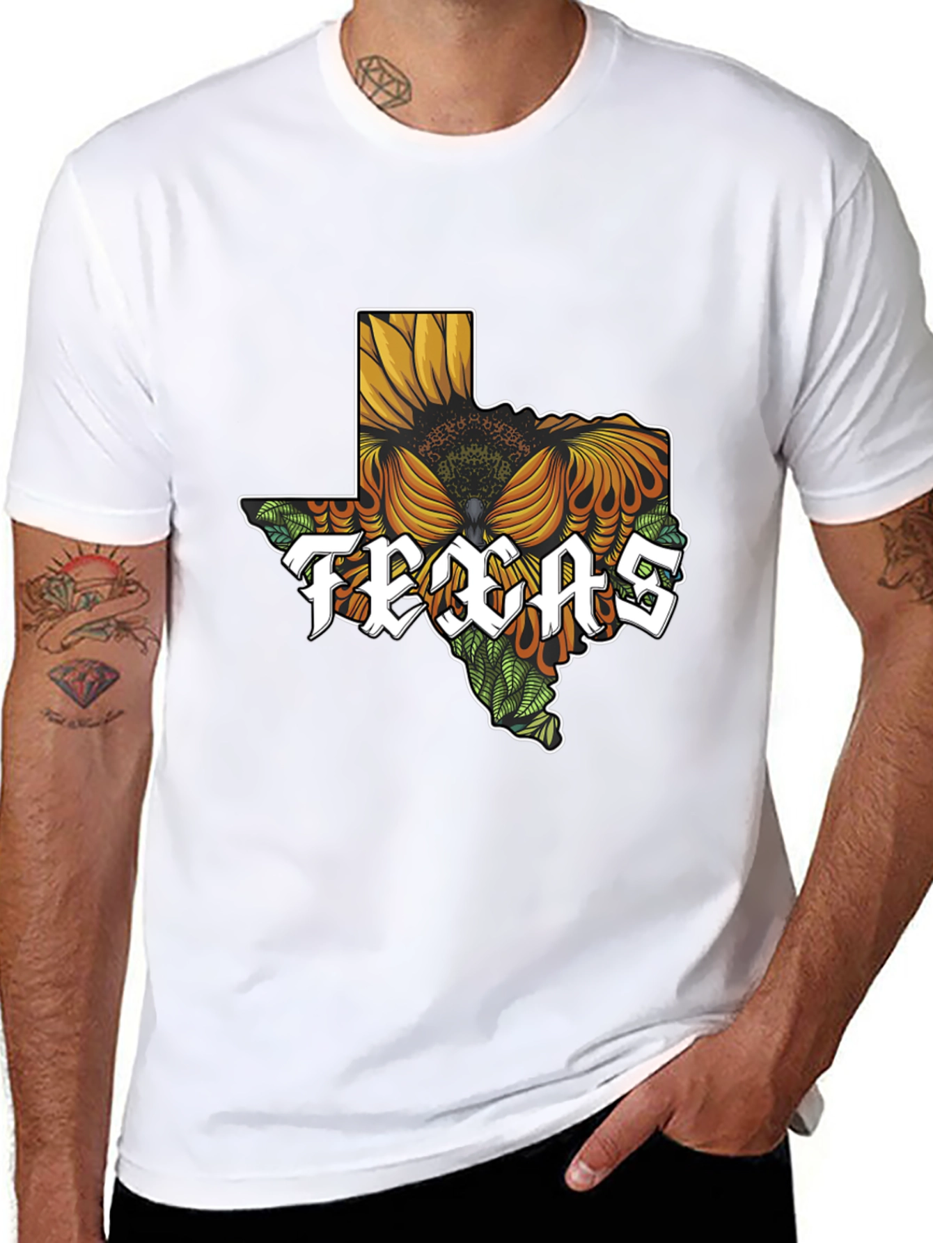 Texas Sunflower Graphic T-Shirt - Black Cotton Tee