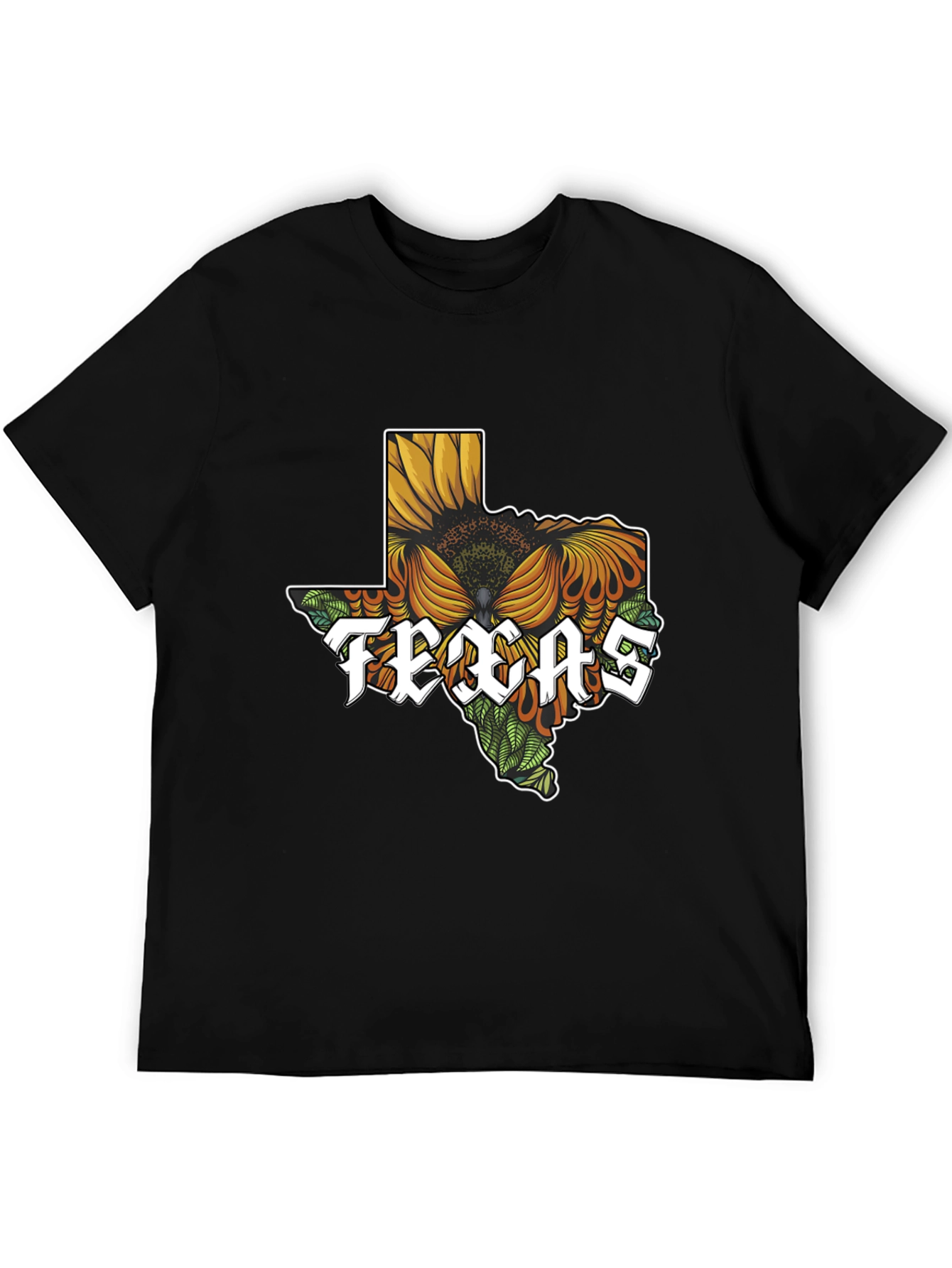 Texas Sunflower Graphic T-Shirt - Black Cotton Tee