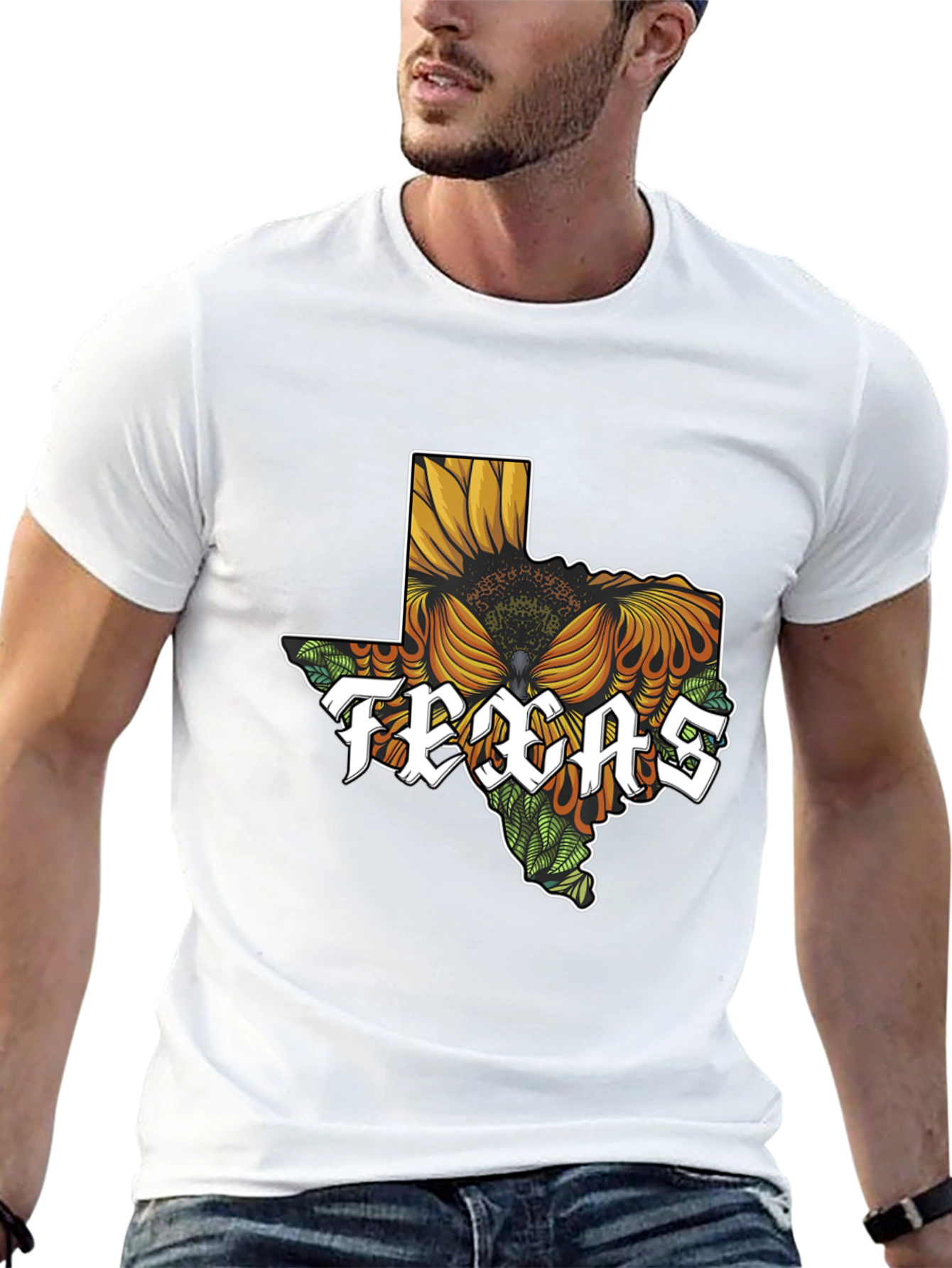 Texas Sunflower Graphic T-Shirt - Black Cotton Tee