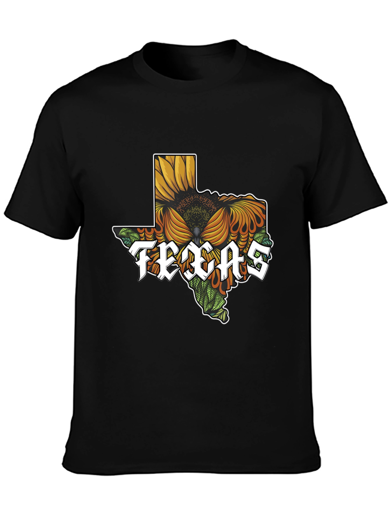 Texas Sunflower Graphic T-Shirt - Black Cotton Tee