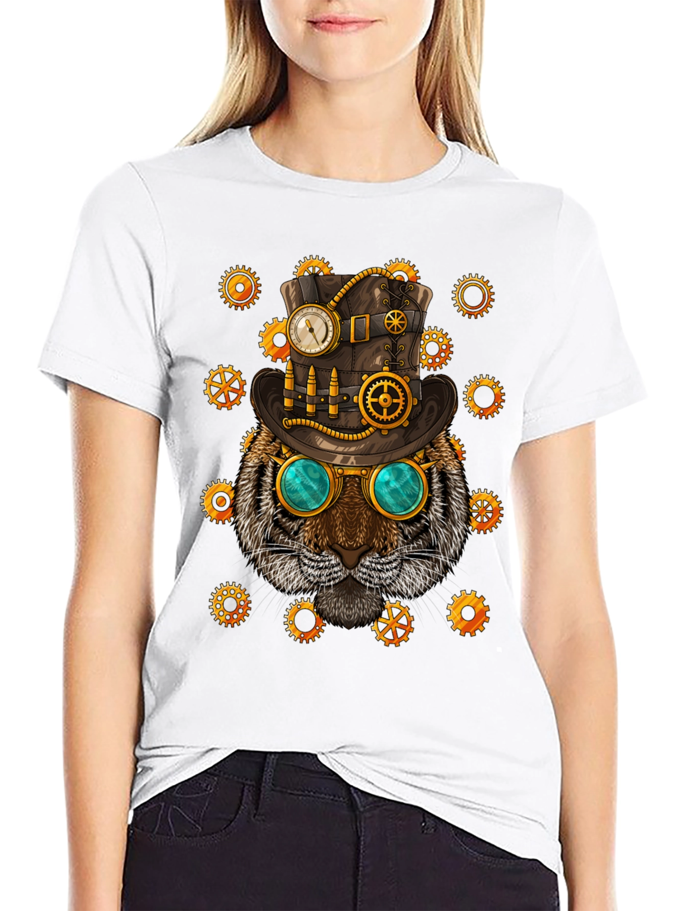 Steampunk Tiger Graphic T-Shirt