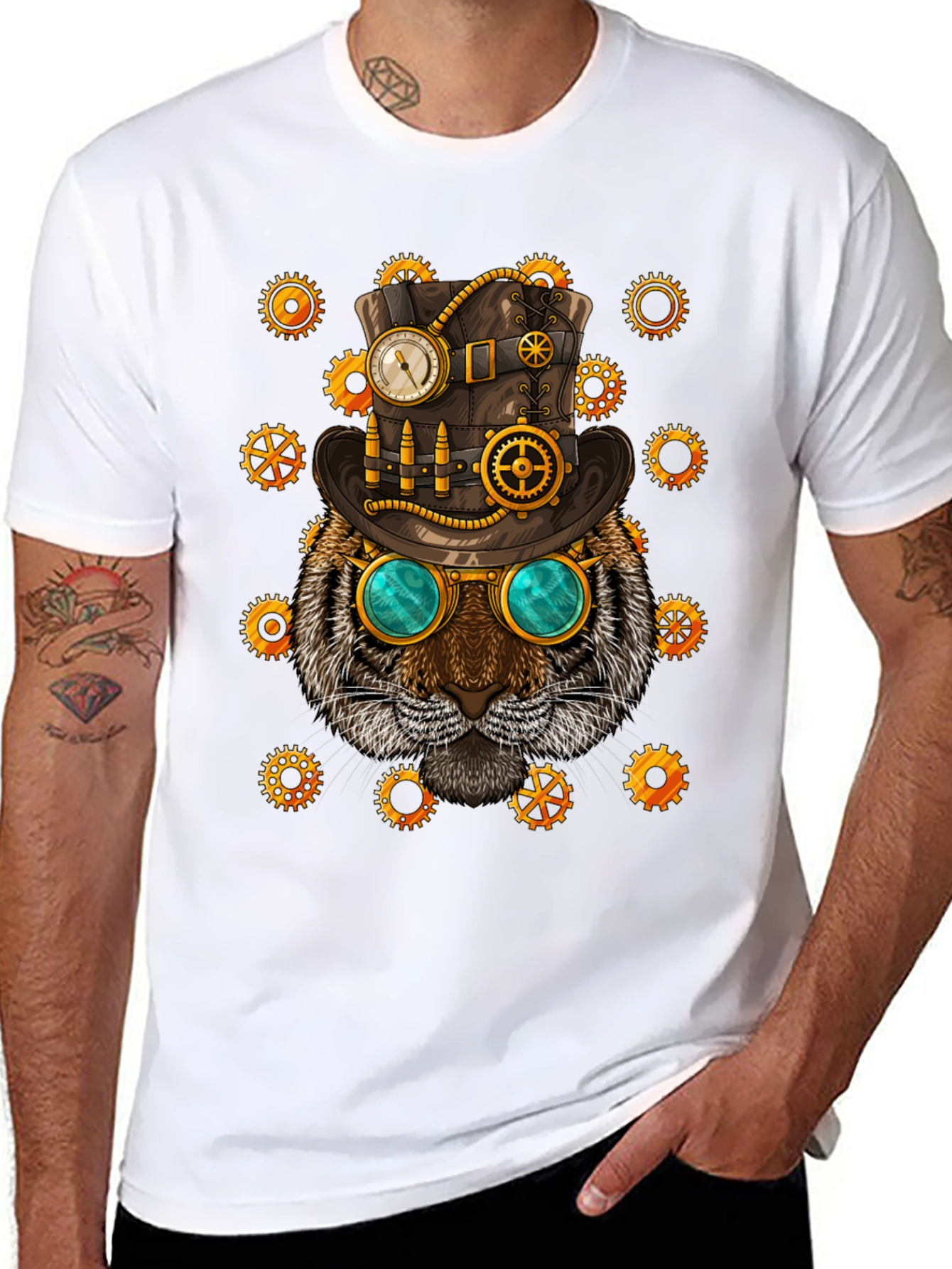 Steampunk Tiger Graphic T-Shirt