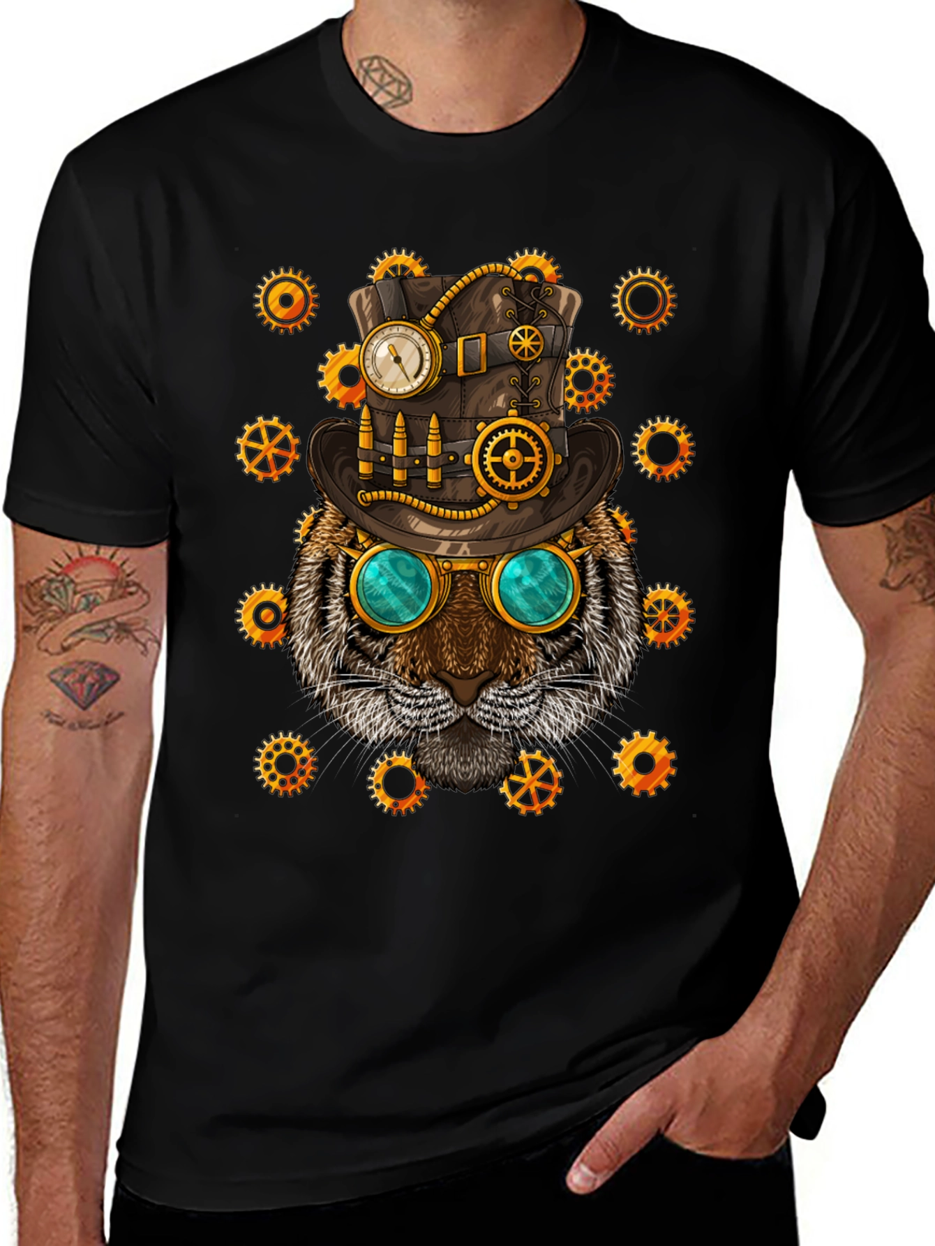 Steampunk Tiger Graphic T-Shirt