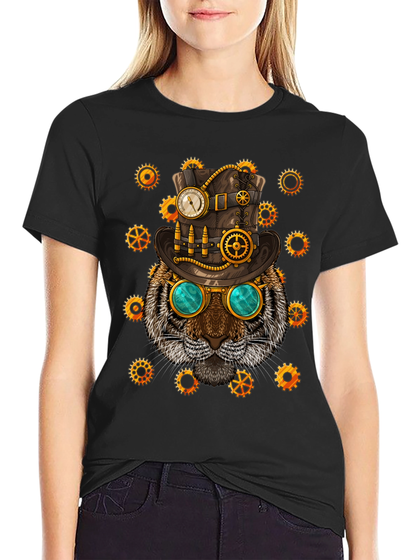 Steampunk Tiger Graphic T-Shirt