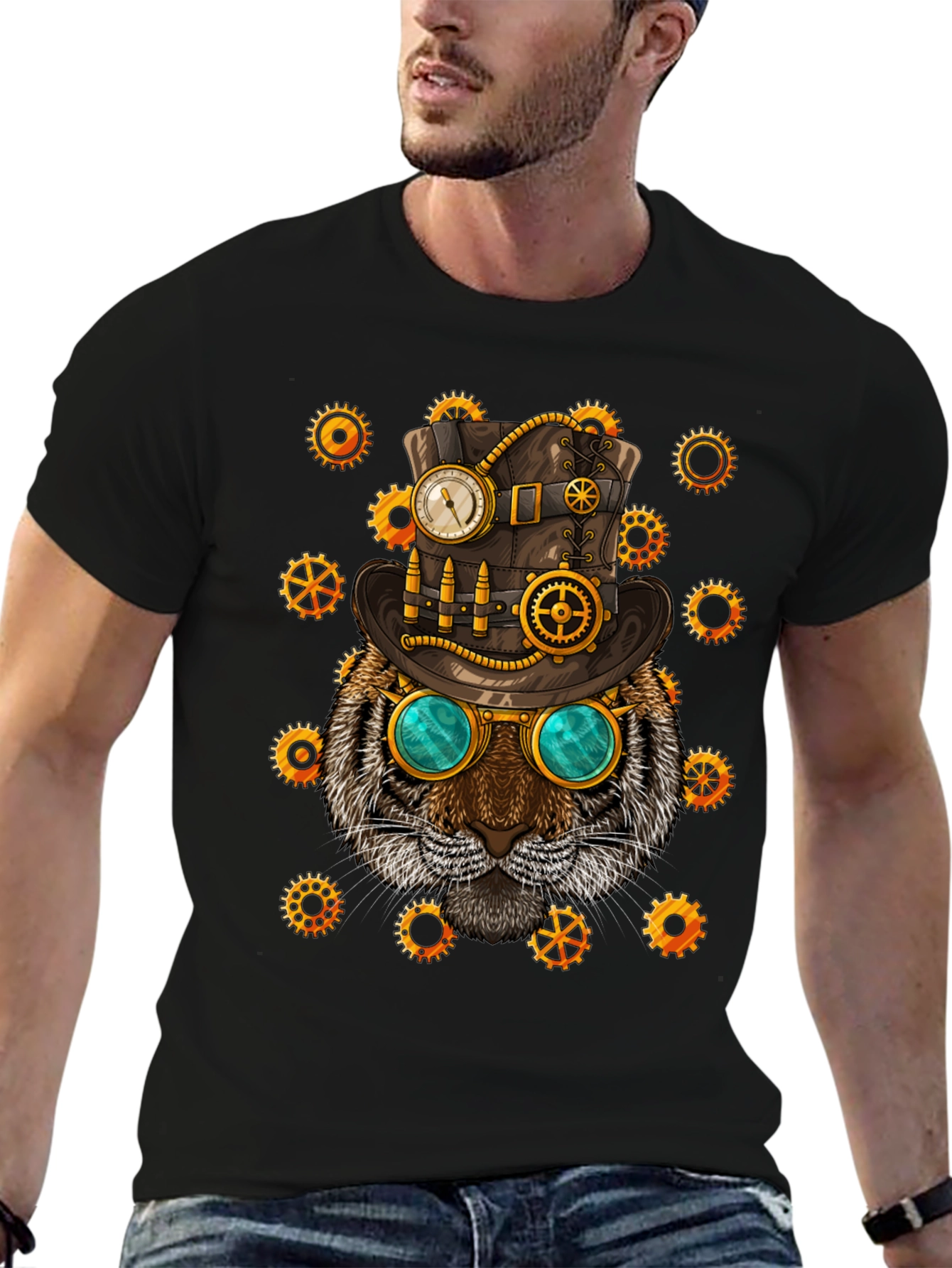 Steampunk Tiger Graphic T-Shirt