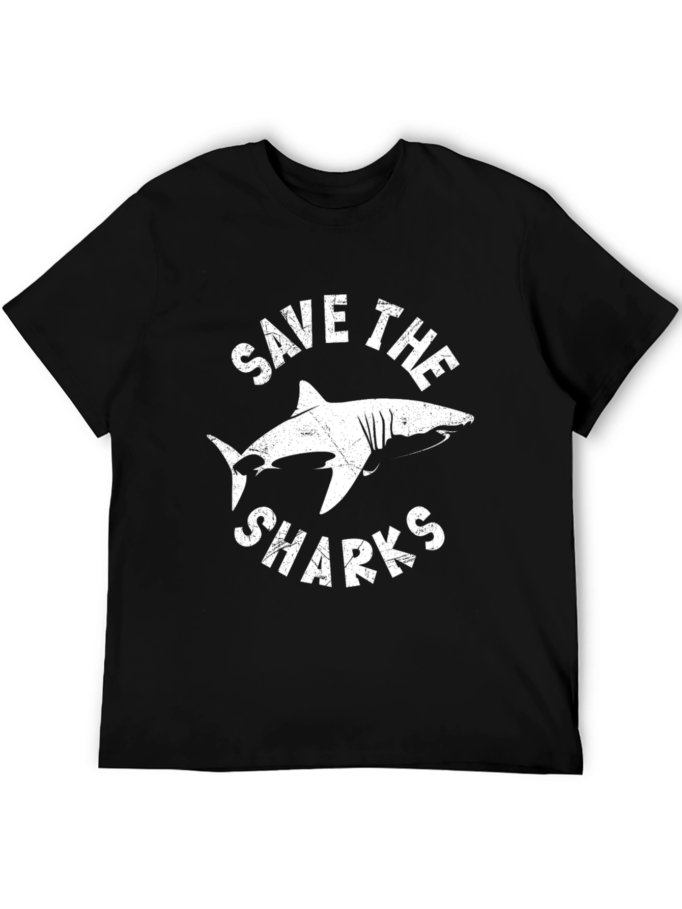 Save the Sharks Graphic Tee - Black Cotton T-Shirt