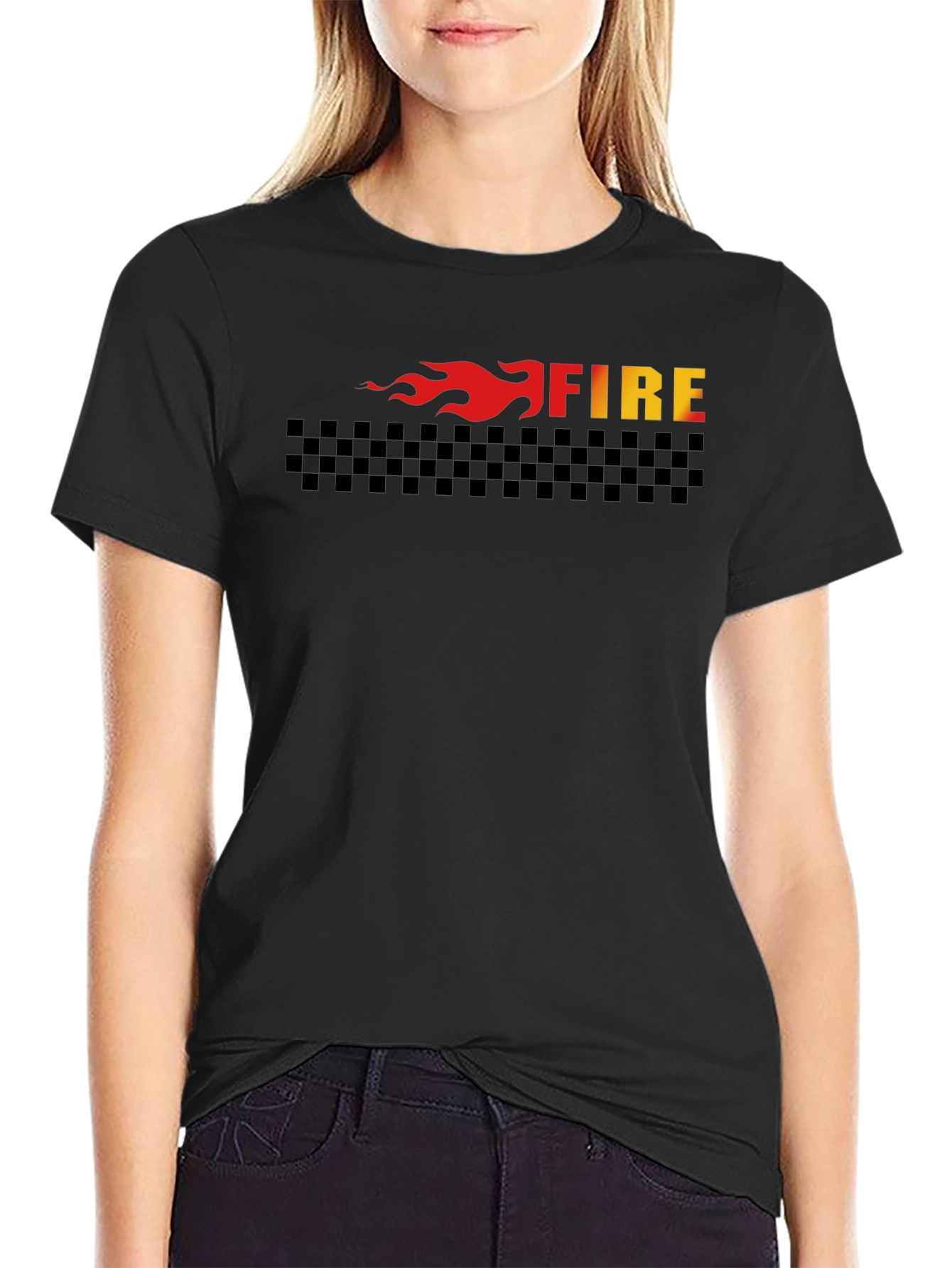 Fiery Racer Tee - Black Cotton Blend