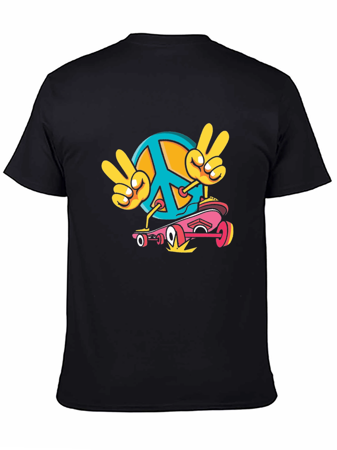 Peace Sign Skateboard Graphic Tee - Black