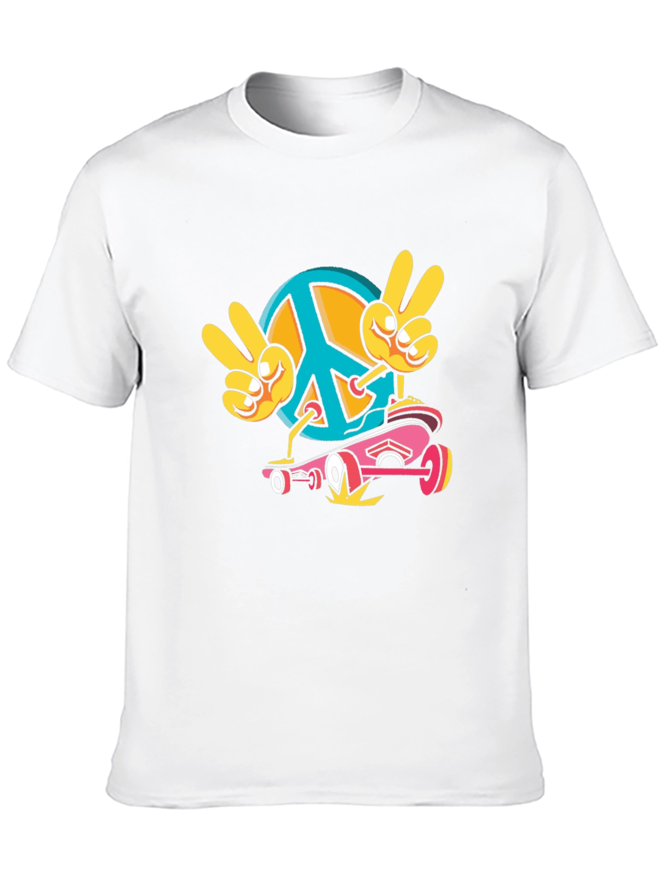 Peace Sign Skateboard Graphic Tee - Black