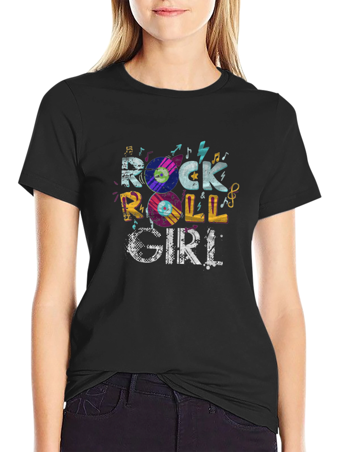 Rock & Roll Girl Graphic Tee - Black