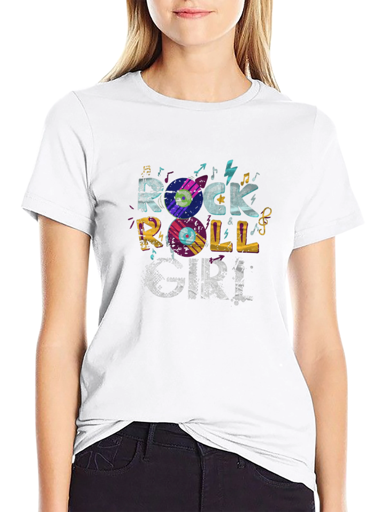 Rock & Roll Girl Graphic Tee - Black